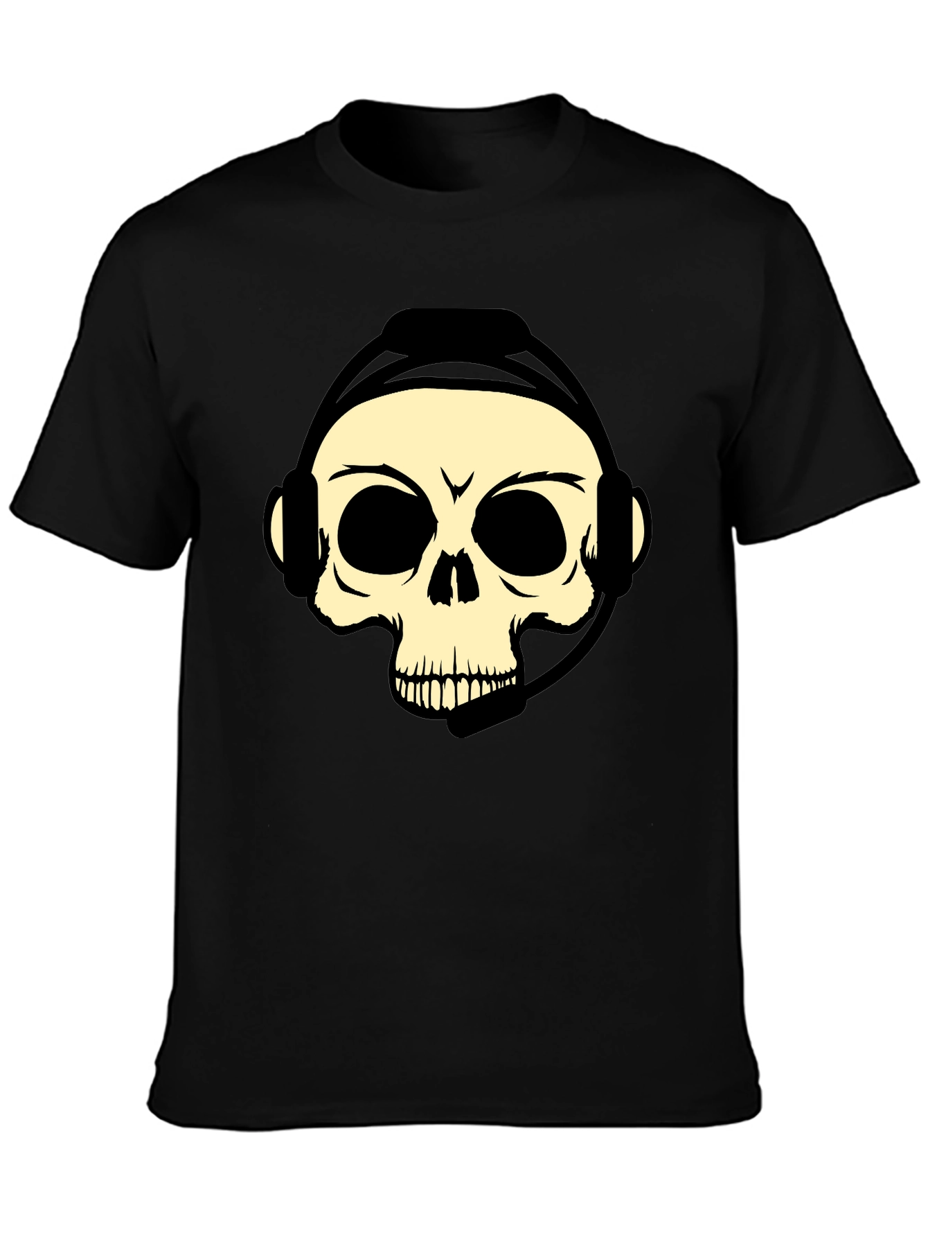 Camiseta Negra con Diseño de Calavera Gamer