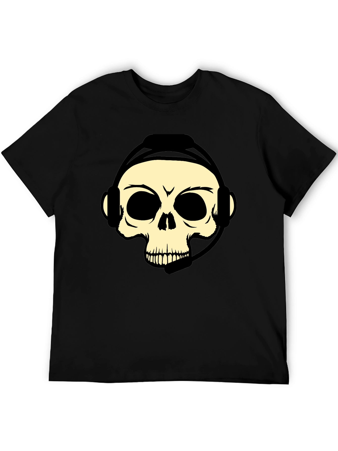 Camiseta Negra con Diseño de Calavera Gamer