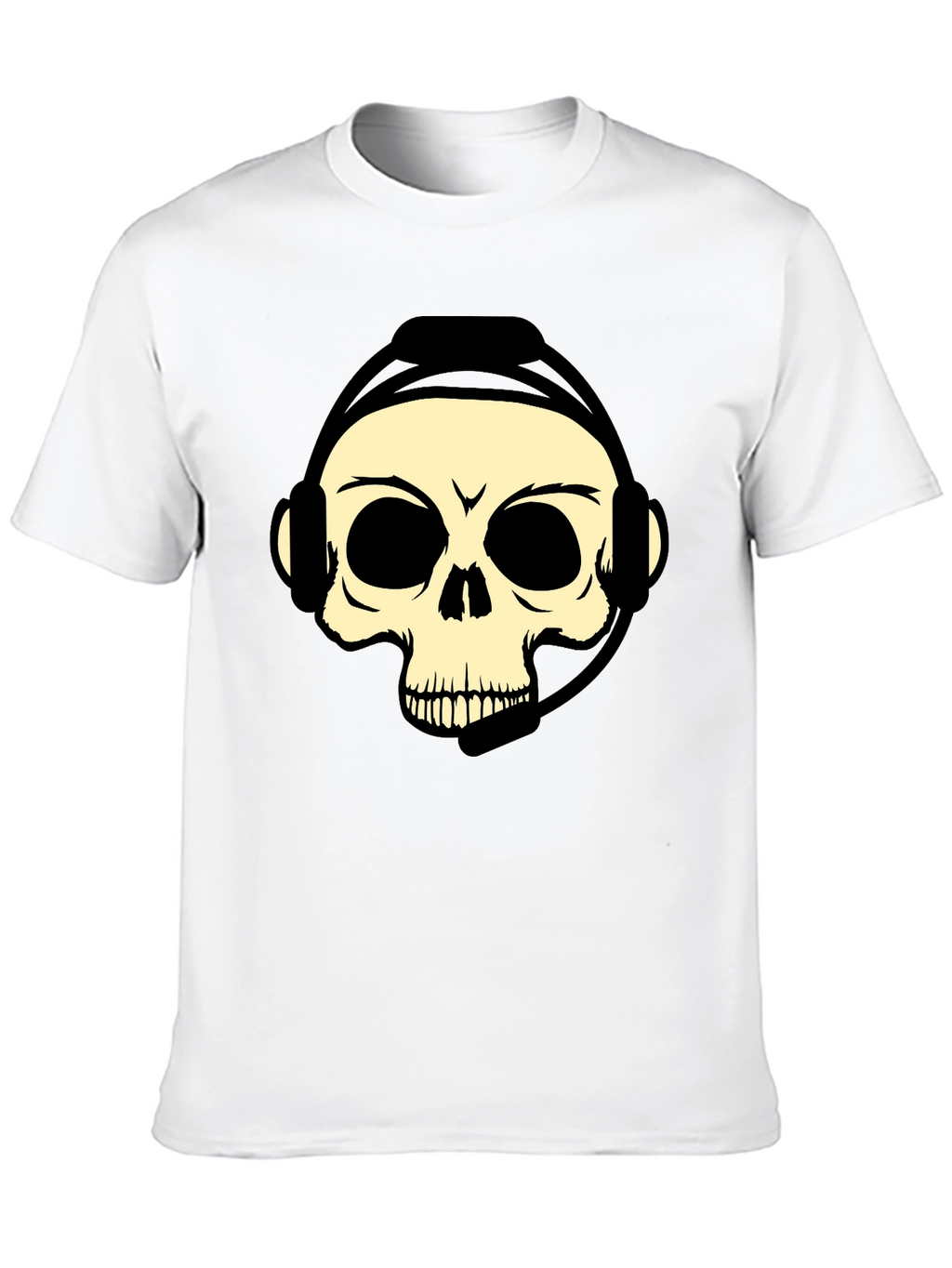 Camiseta Negra con Diseño de Calavera Gamer