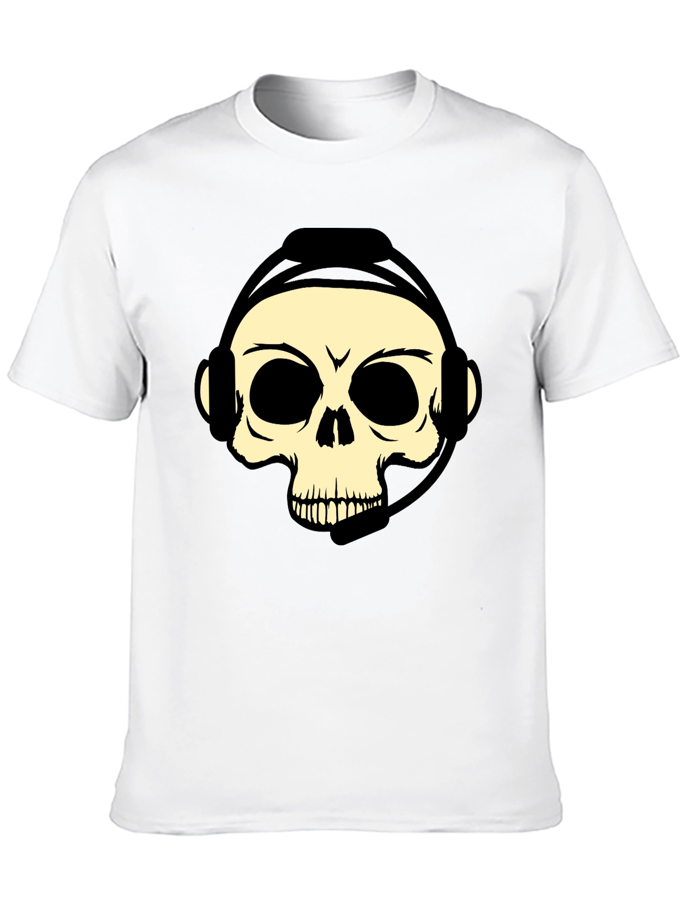 Camiseta Negra con Diseño de Calavera Gamer
