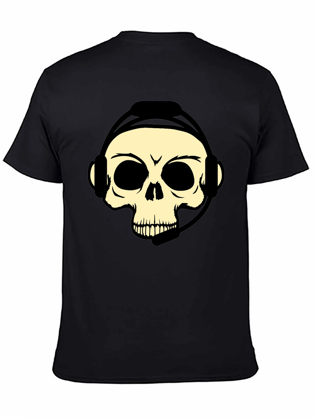 Camiseta Negra con Diseño de Calavera Gamer