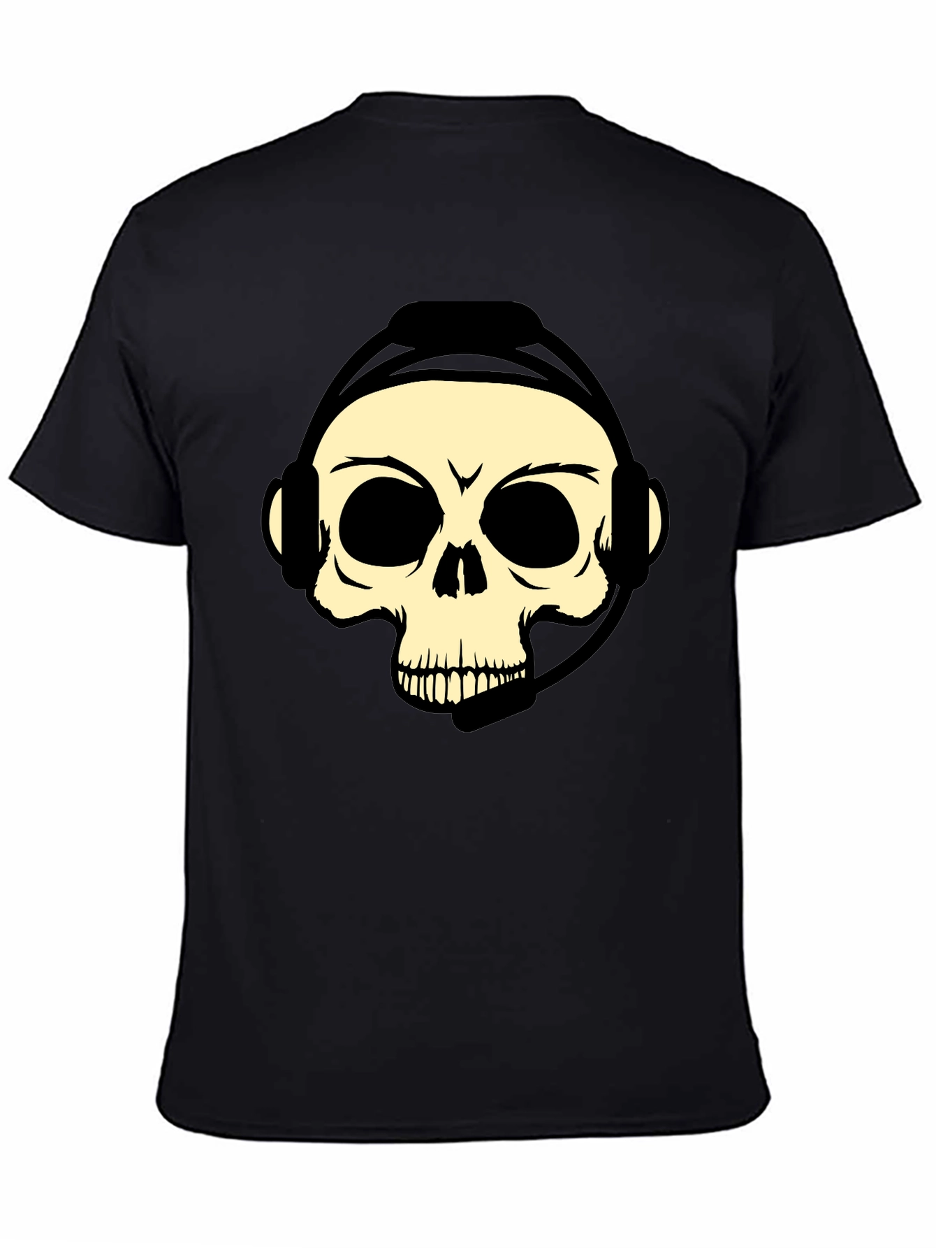 Camiseta Negra con Diseño de Calavera Gamer