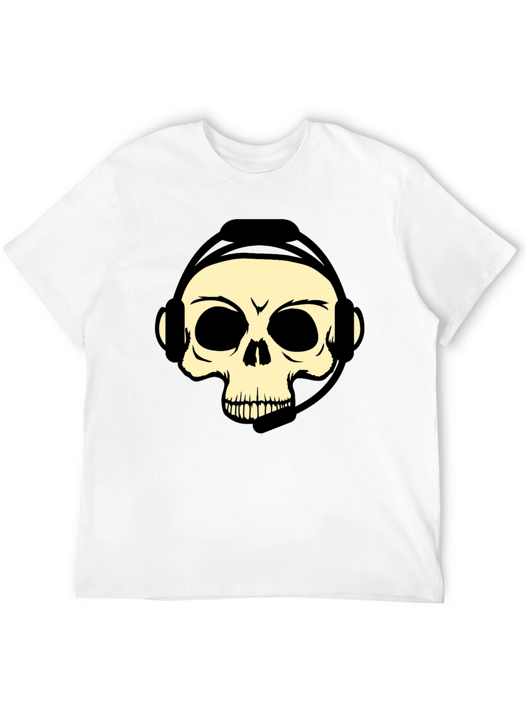 Camiseta Negra con Diseño de Calavera Gamer
