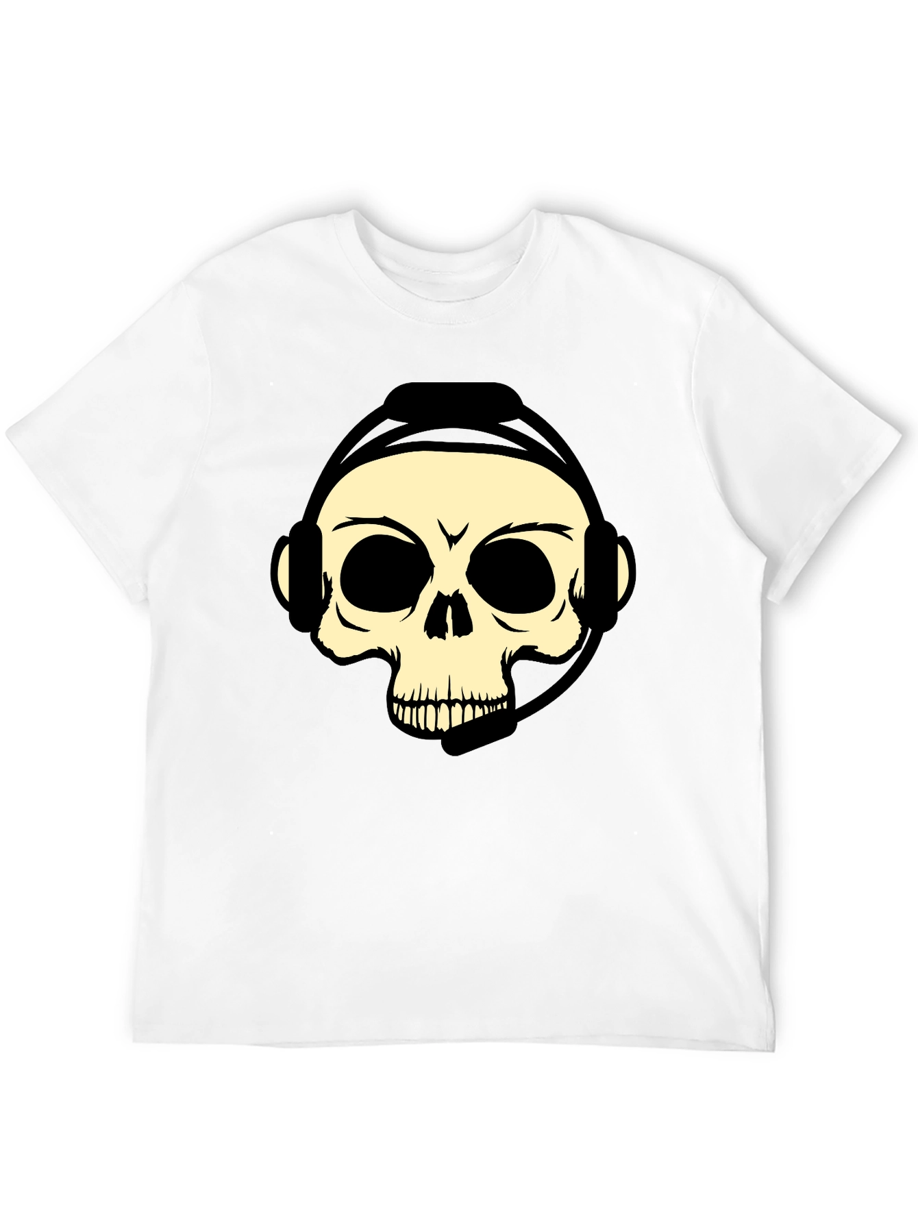 Camiseta Negra con Diseño de Calavera Gamer