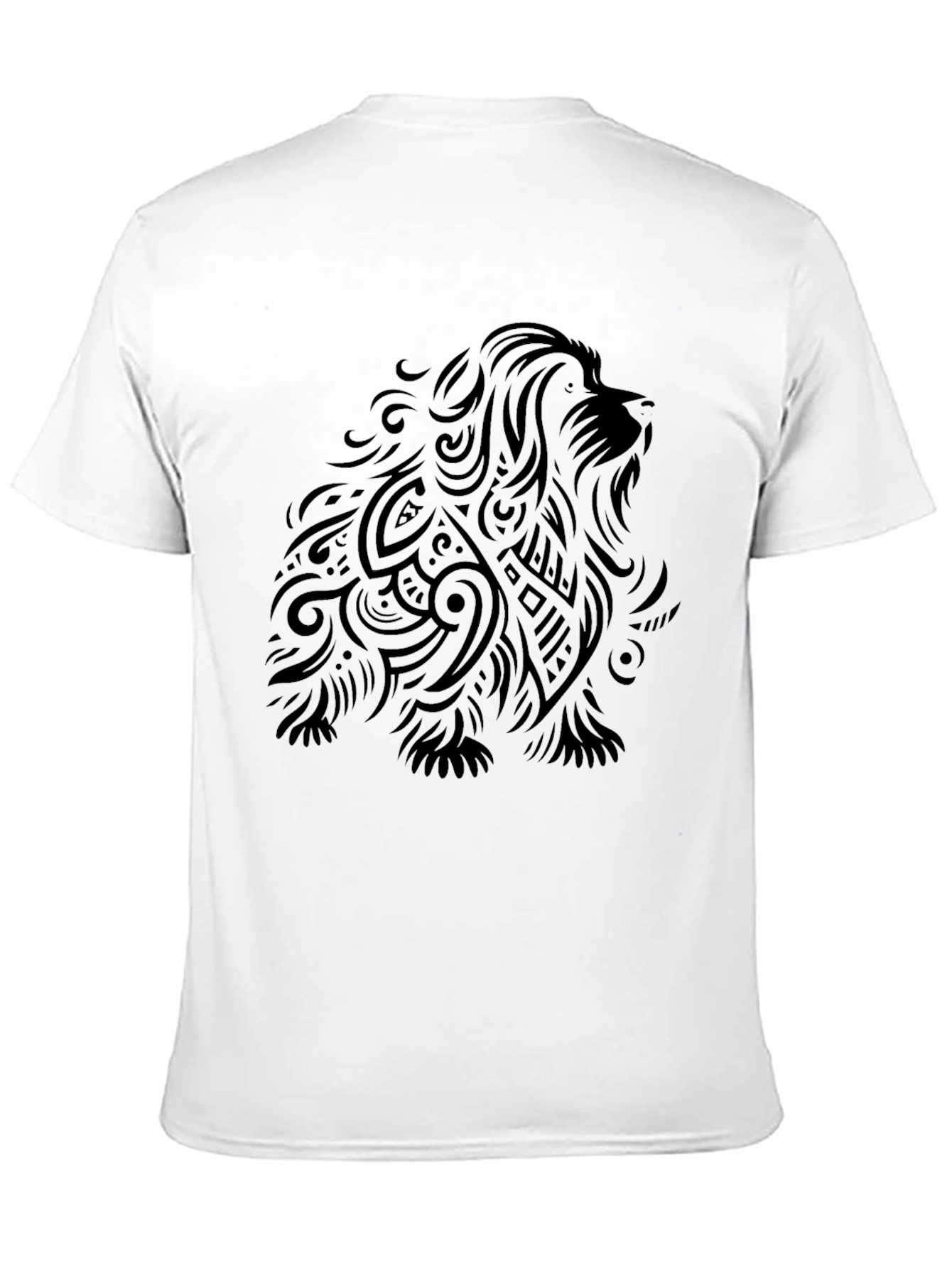 Camiseta Negra con Diseño de León Tribal
