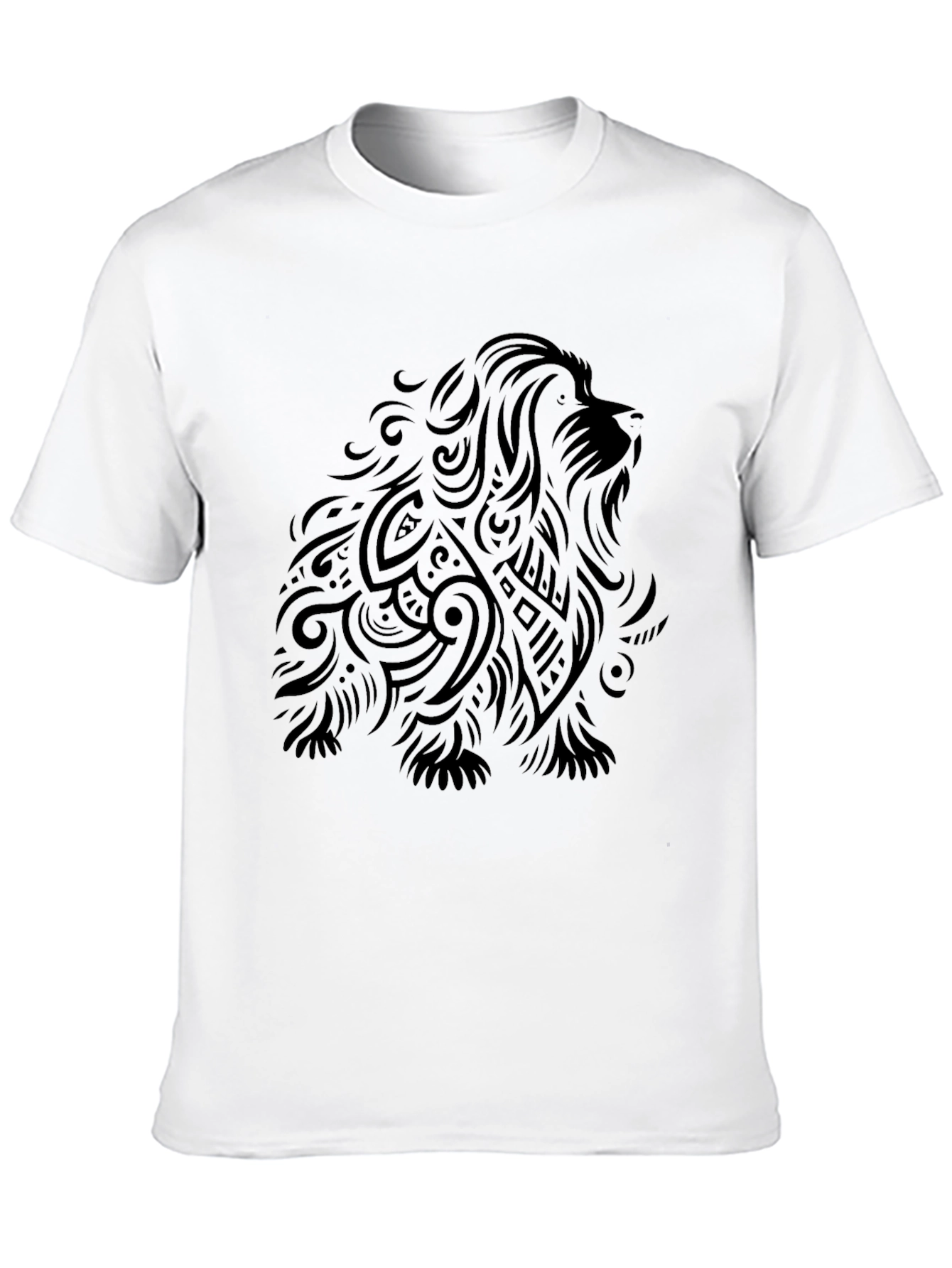 Camiseta Negra con Diseño de León Tribal