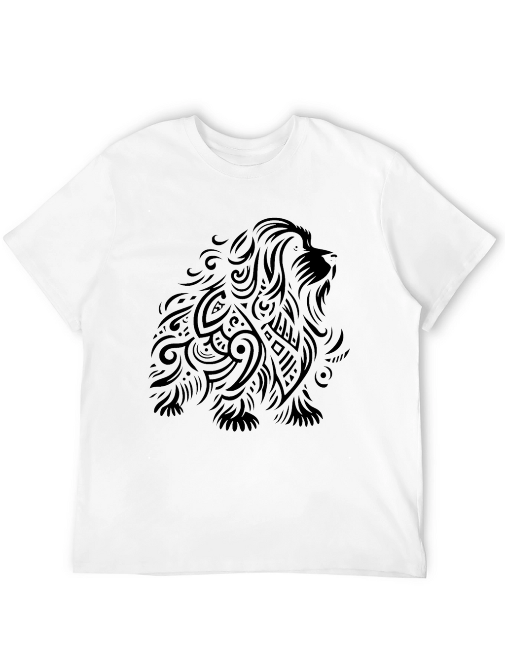 Camiseta Negra con Diseño de León Tribal