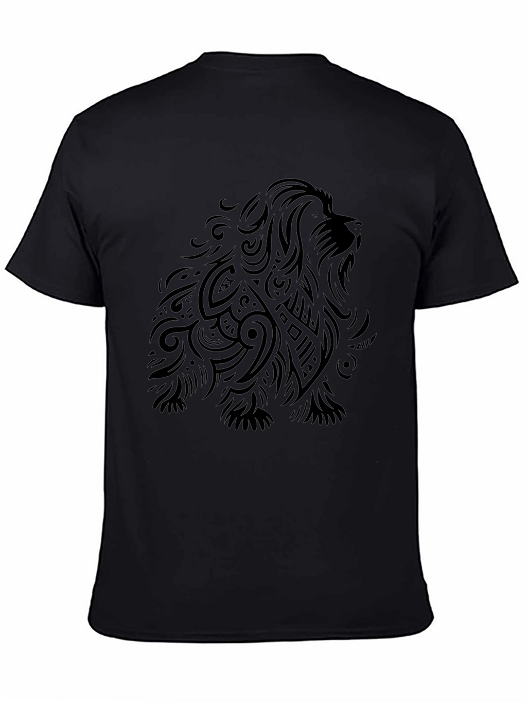 Camiseta Negra con Diseño de León Tribal