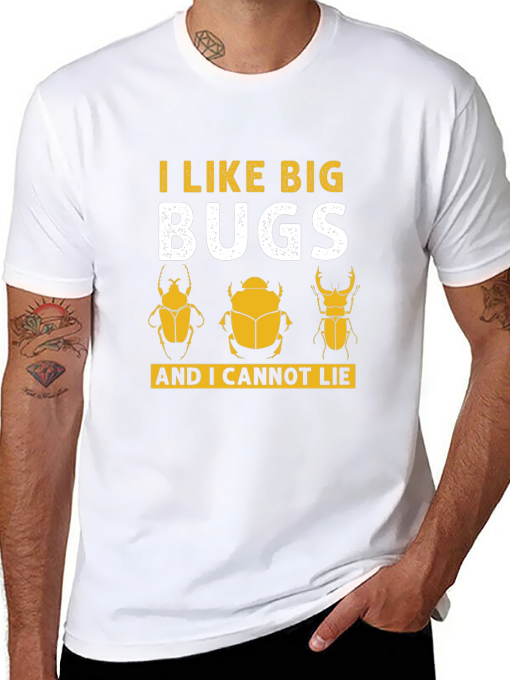 Camiseta Negra con Diseño de Insectos Divertido