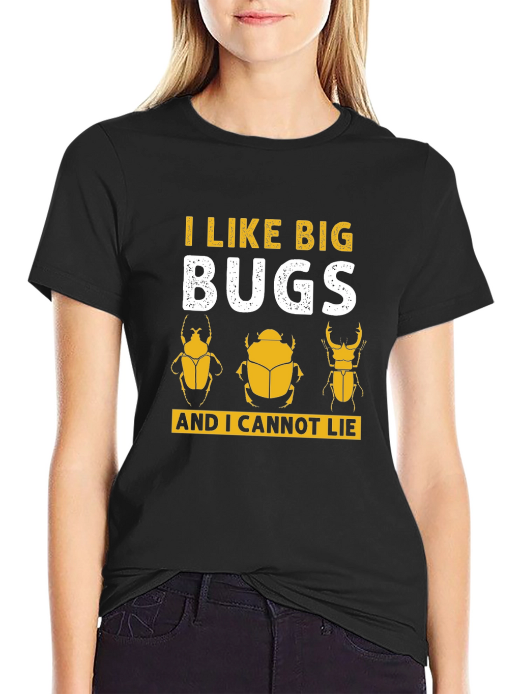 Camiseta Negra con Diseño de Insectos Divertido
