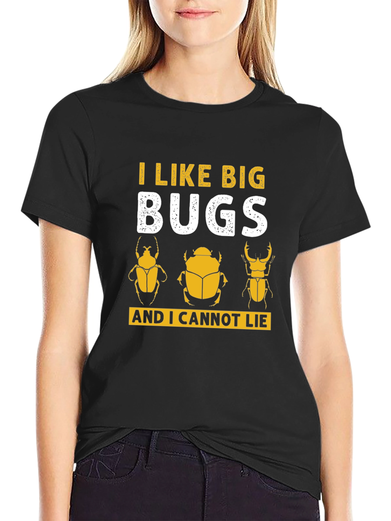 Camiseta Negra con Diseño de Insectos Divertido