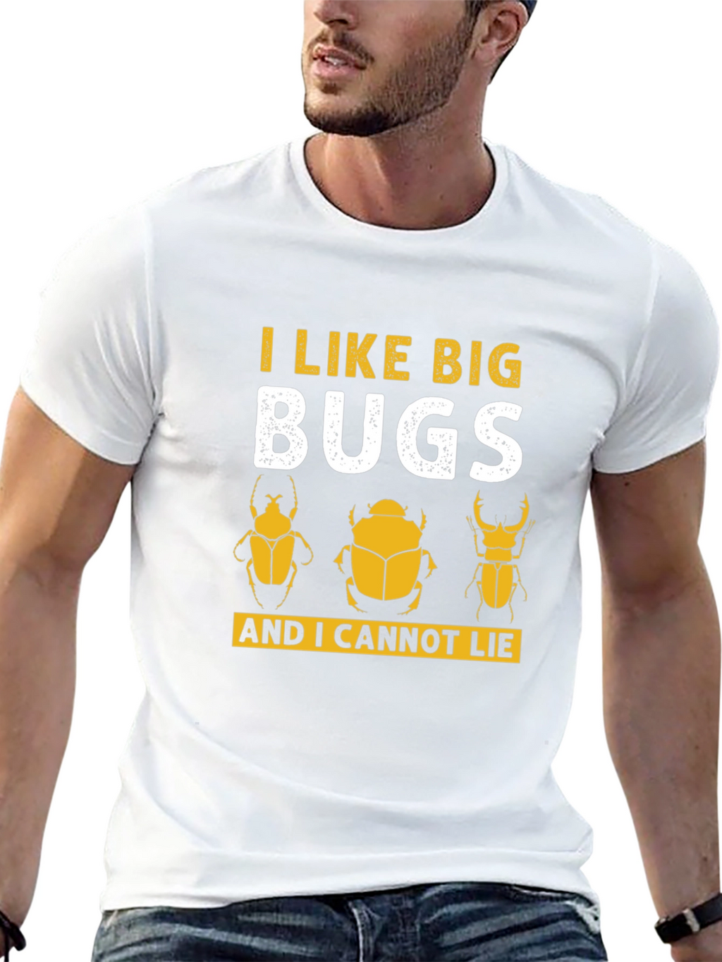 Camiseta Negra con Diseño de Insectos Divertido