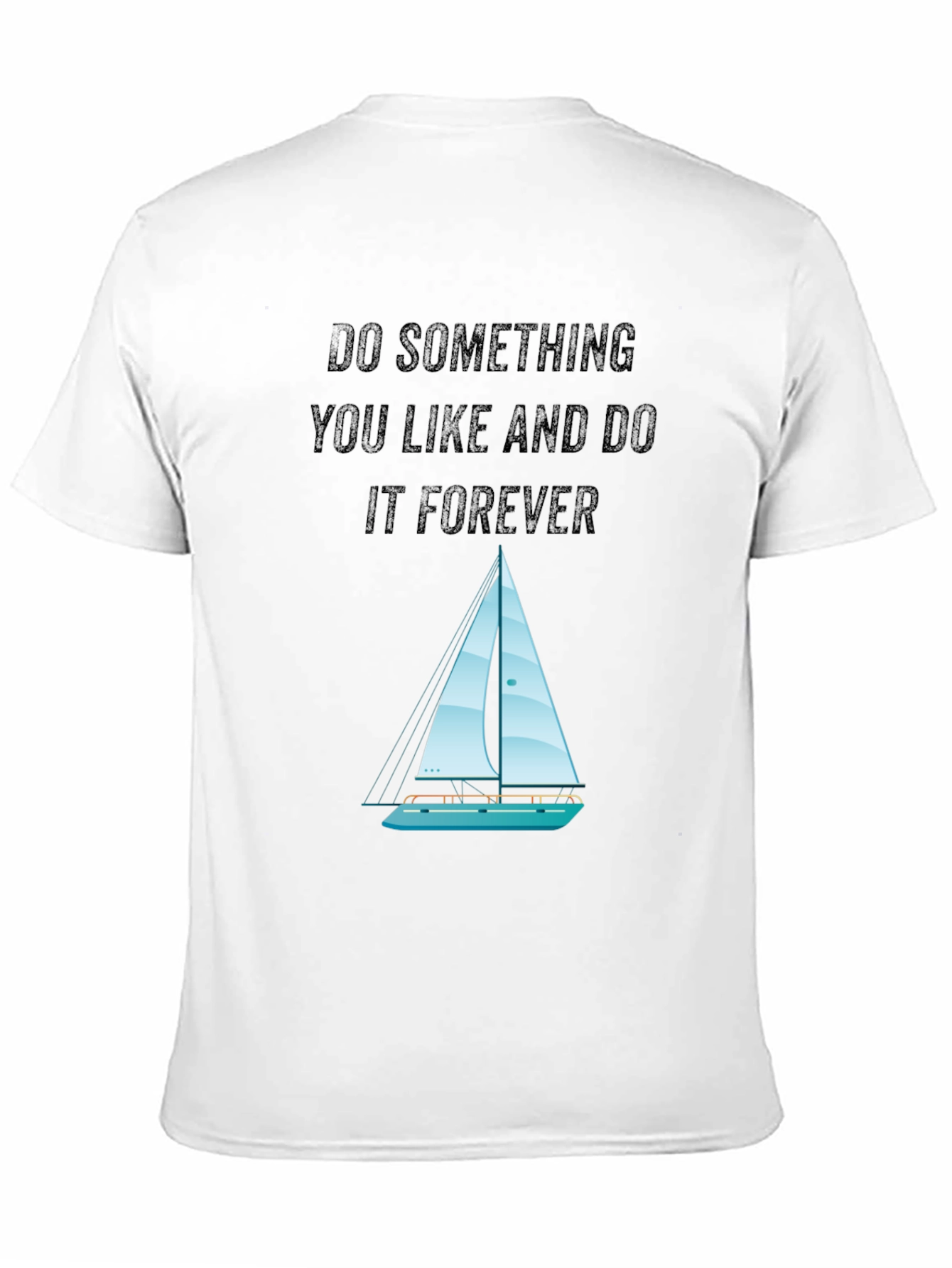 Camiseta Negra con Diseño de Barco y Frase Inspiradora