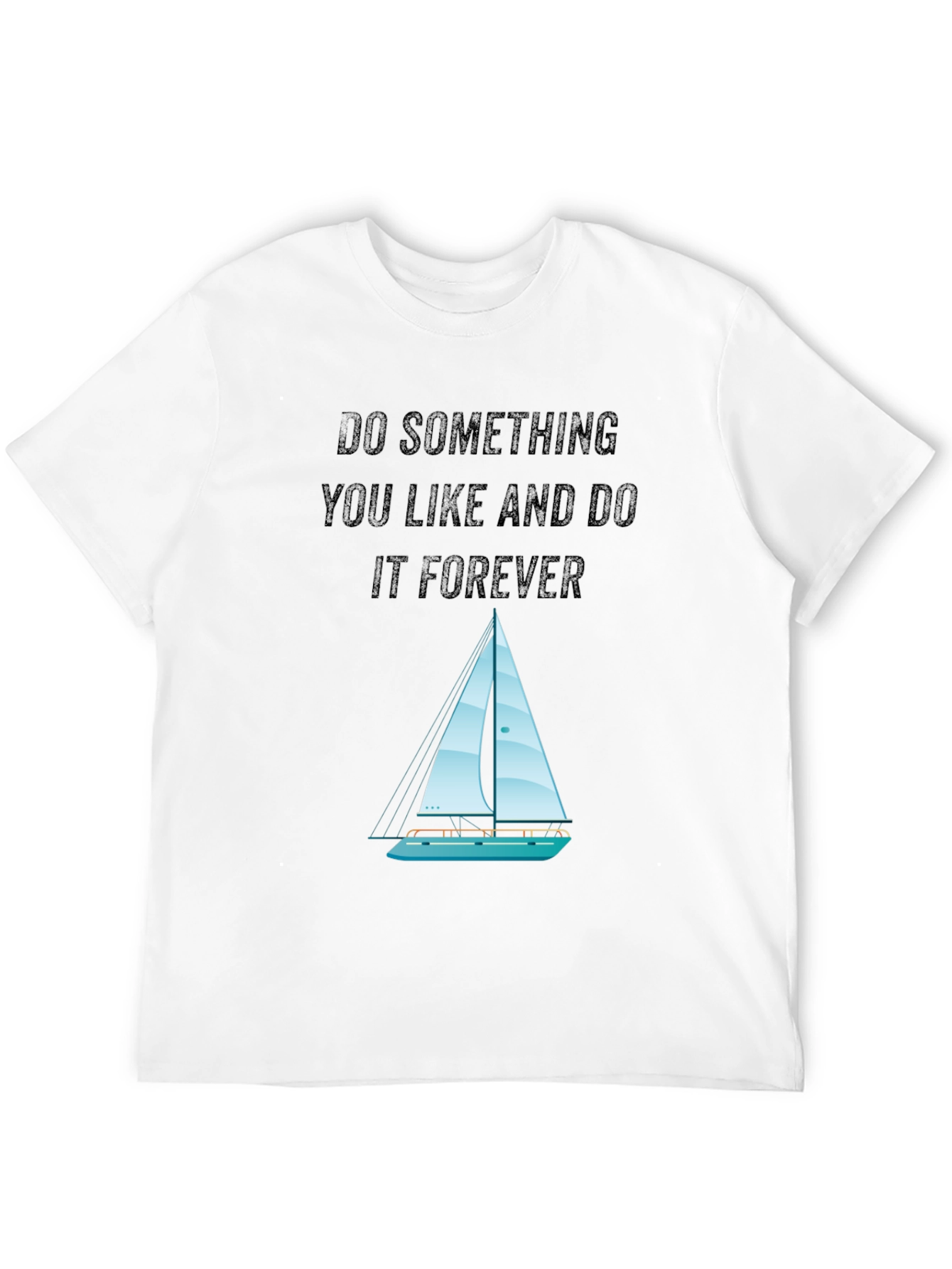 Camiseta Negra con Diseño de Barco y Frase Inspiradora