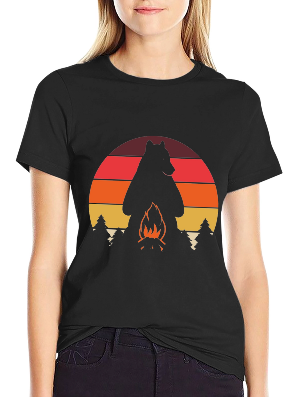 Camiseta Hombre: Oso Fogata Aventura