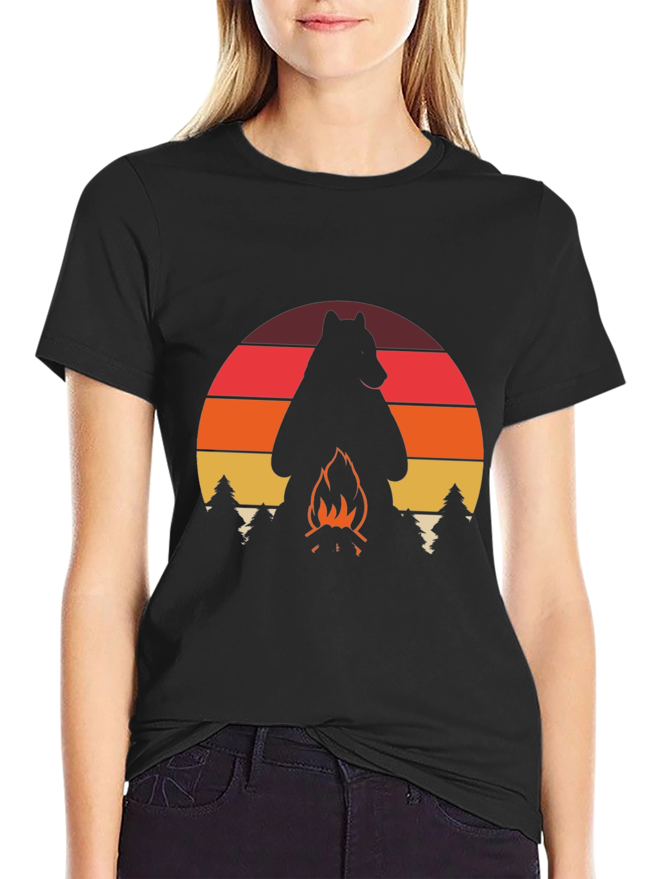 Camiseta Hombre: Oso Fogata Aventura