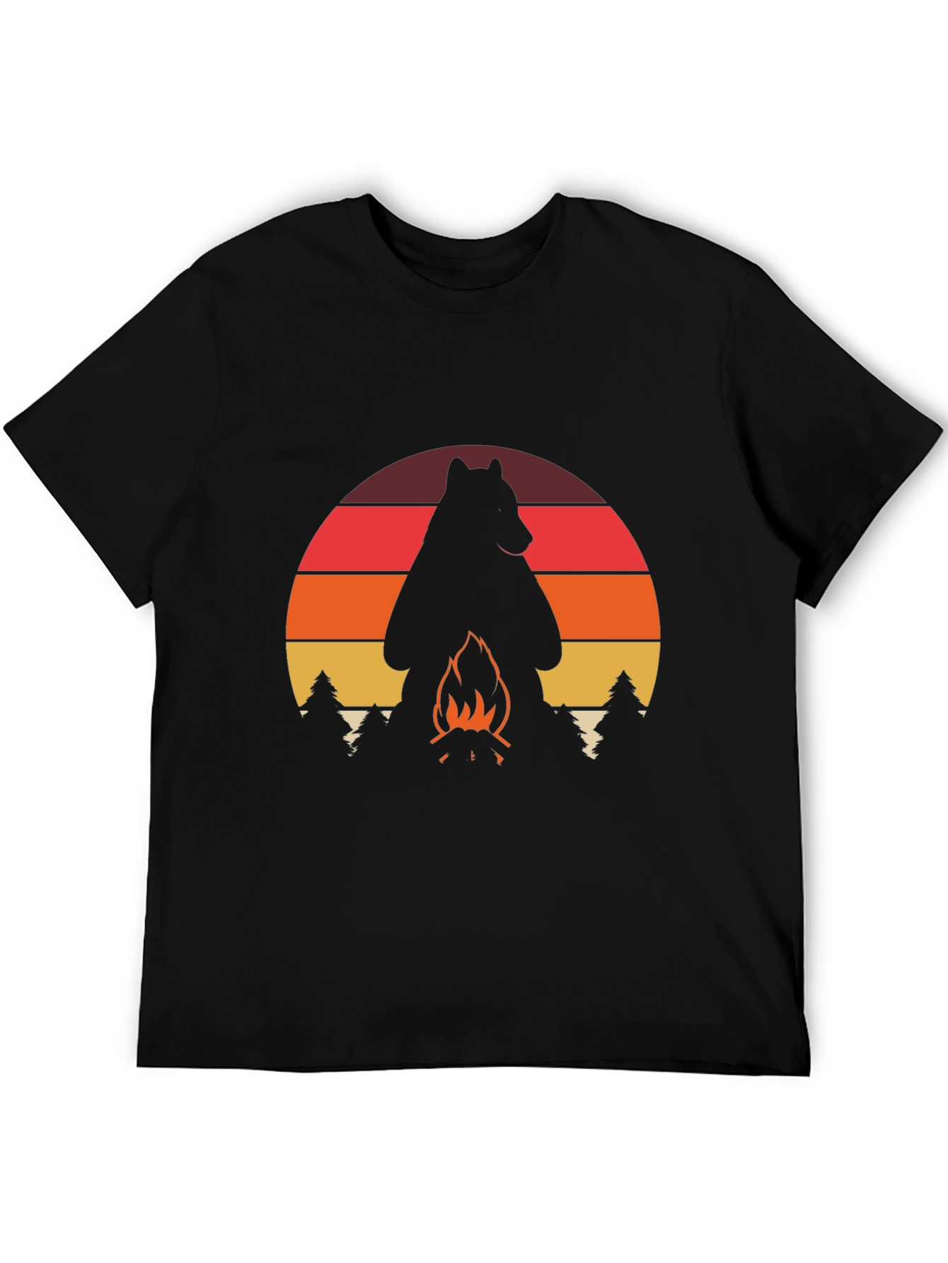 Camiseta Hombre: Oso Fogata Aventura