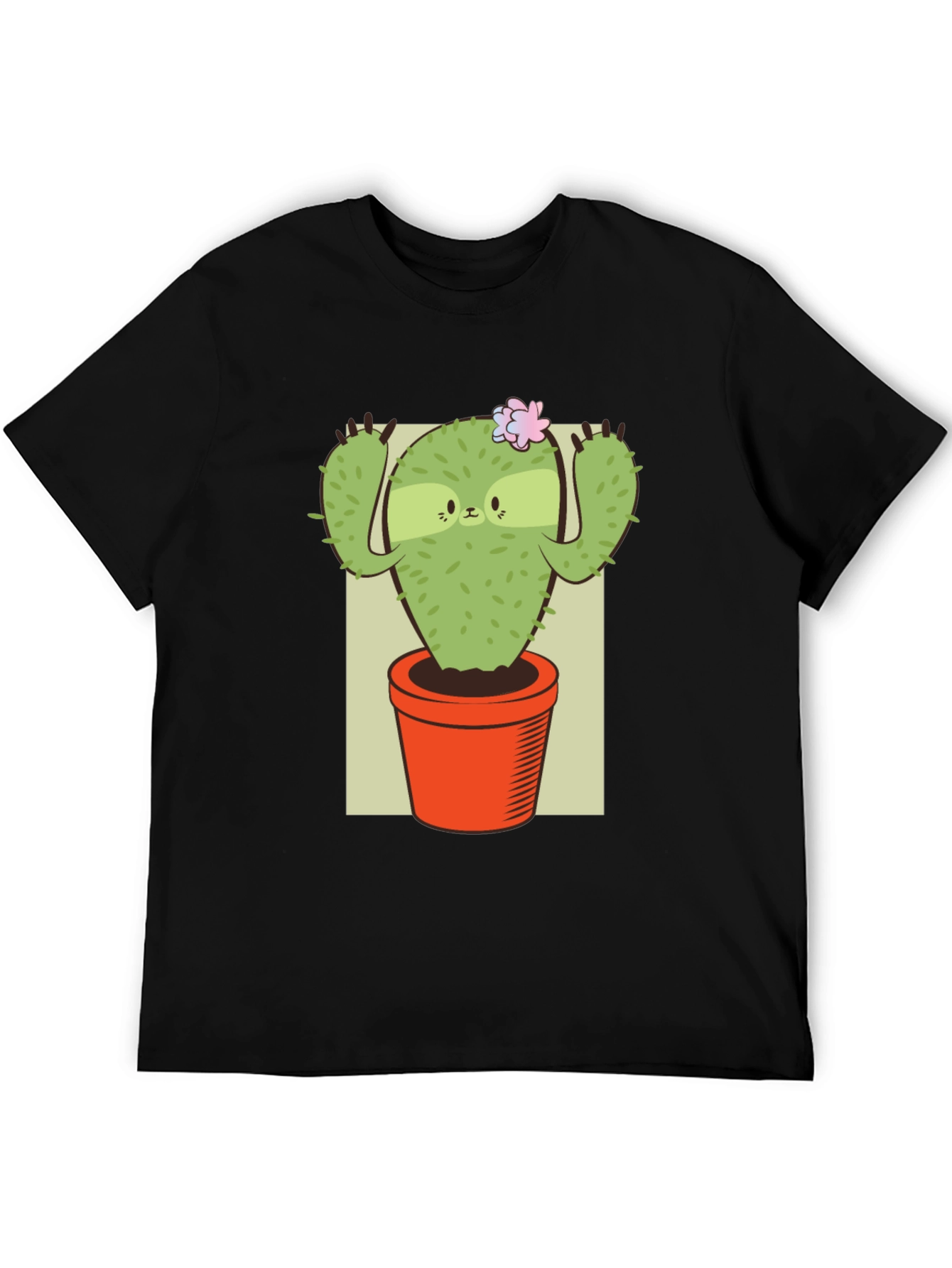 Camiseta Negra con Diseño de Cactus Perezoso