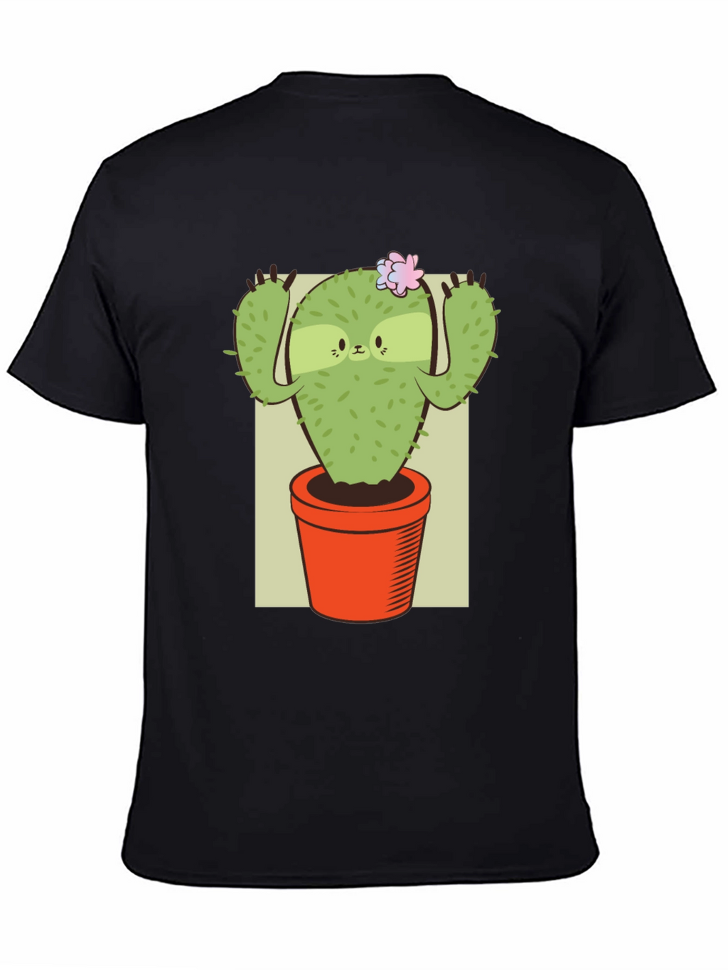Camiseta Negra con Diseño de Cactus Perezoso