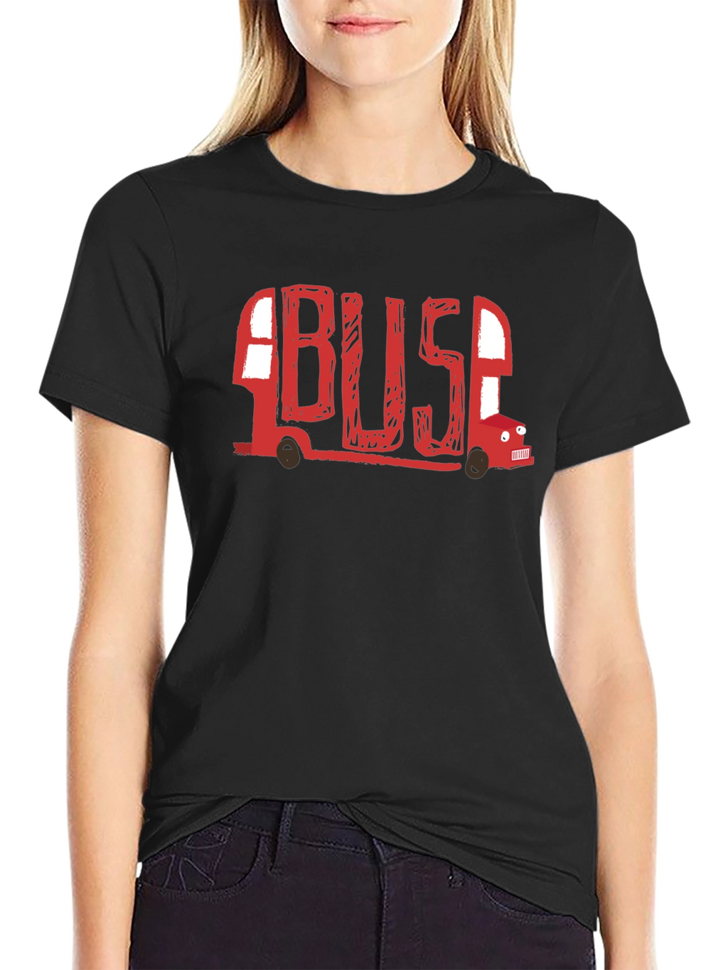 Camiseta Negra con Diseño de Bus