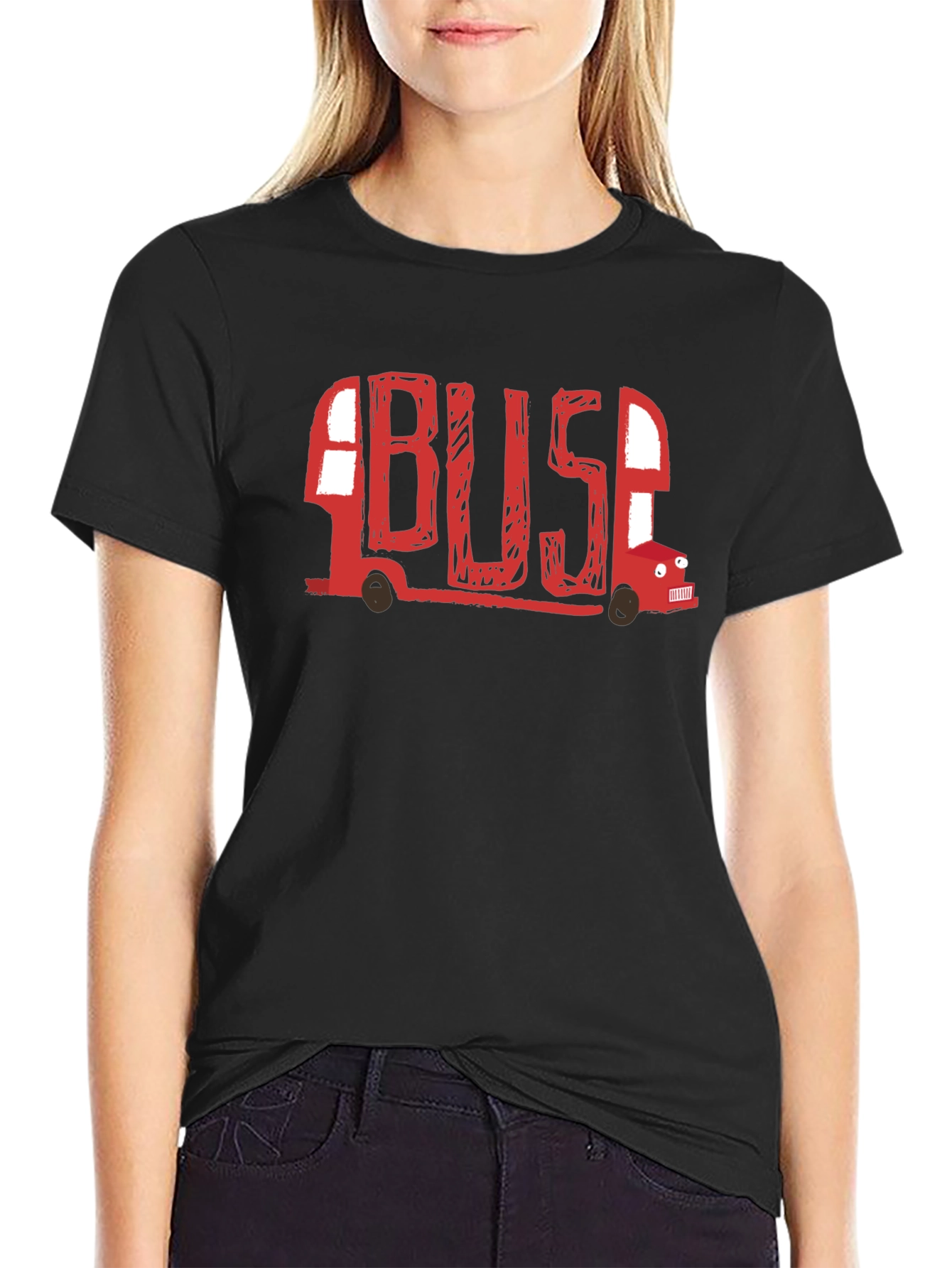 Camiseta Negra con Diseño de Bus