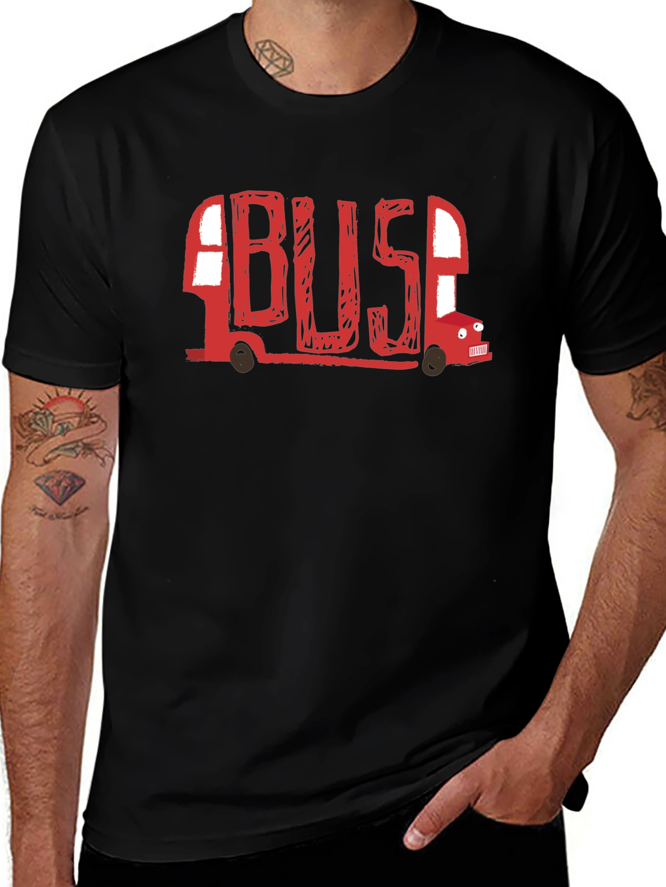 Camiseta Negra con Diseño de Bus