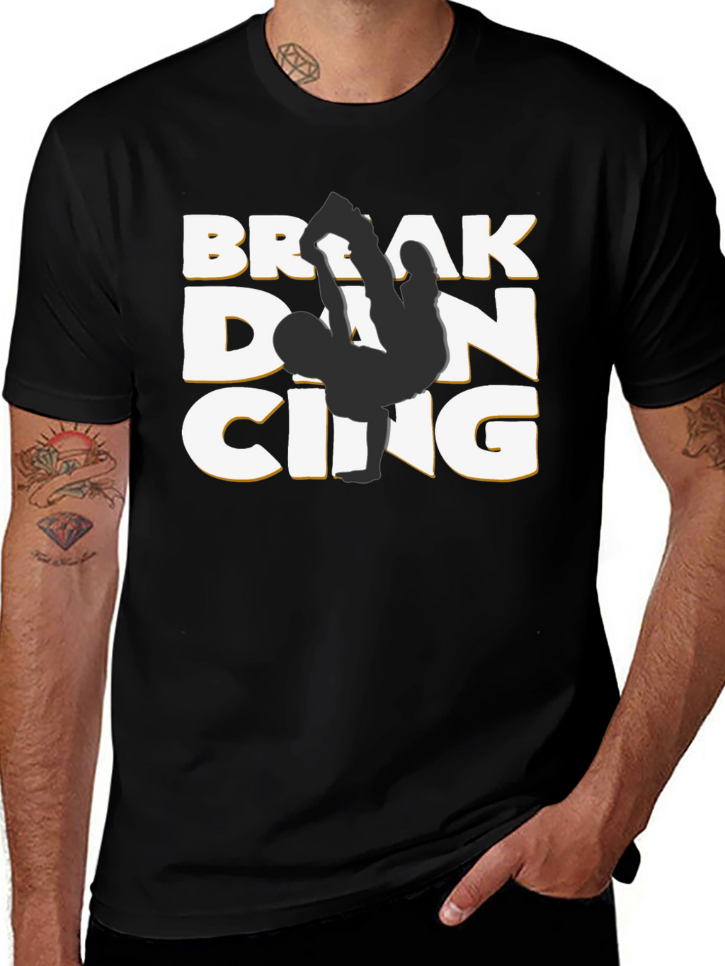 Camiseta Negra Break Dancing Estilo Urbano