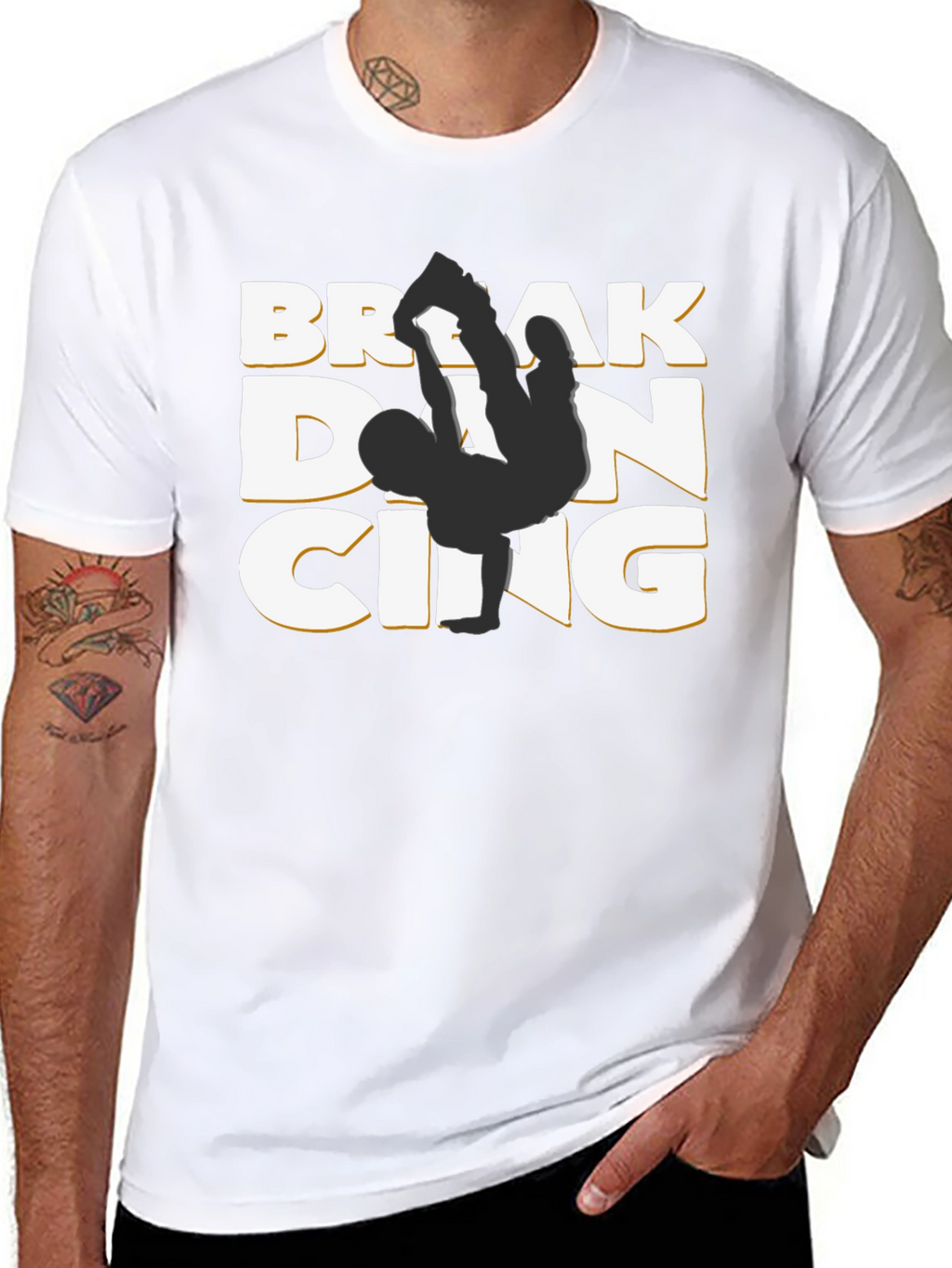 Camiseta Negra Break Dancing Estilo Urbano
