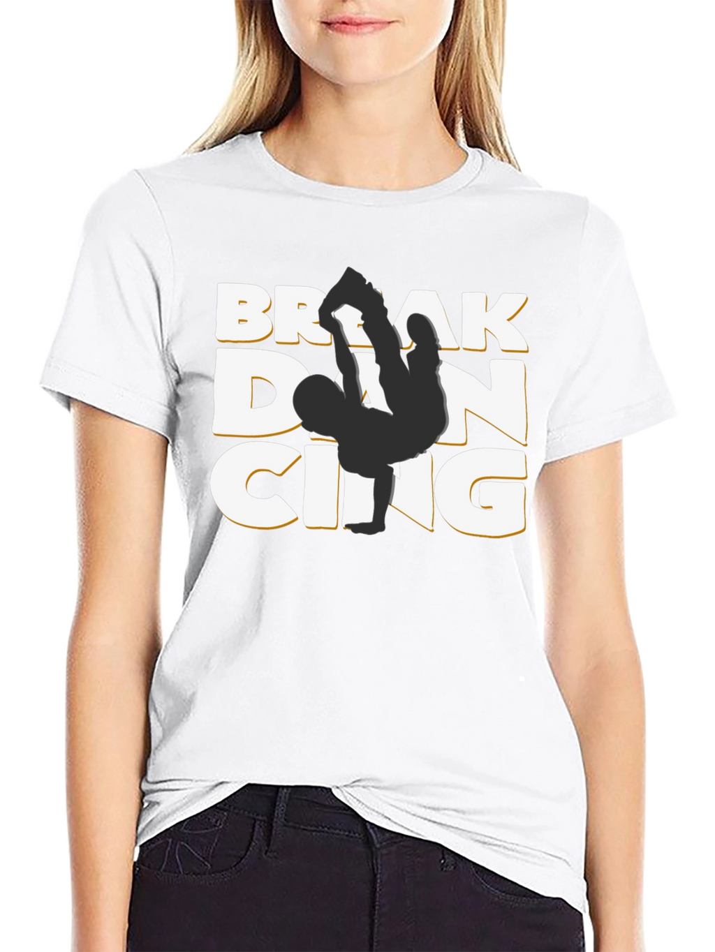 Camiseta Negra Break Dancing Estilo Urbano