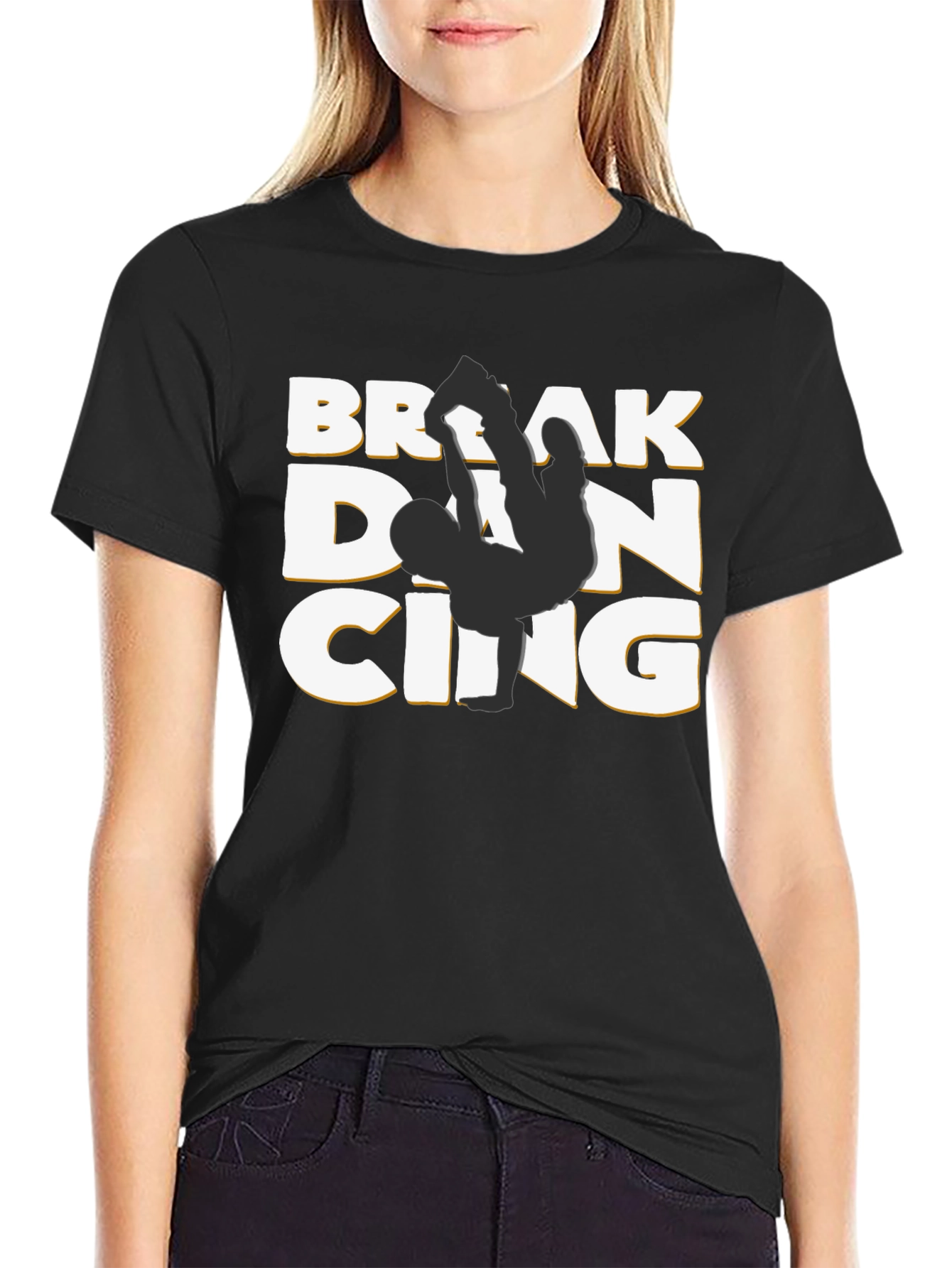 Camiseta Negra Break Dancing Estilo Urbano