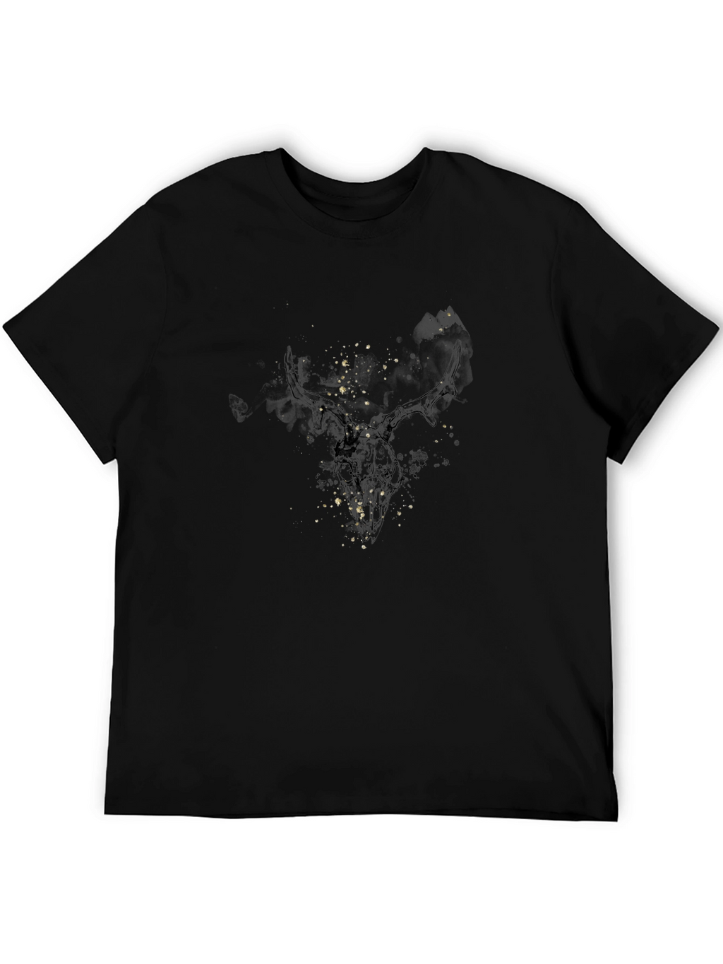 Camiseta Negra con Diseño de Cráneo Abstracto