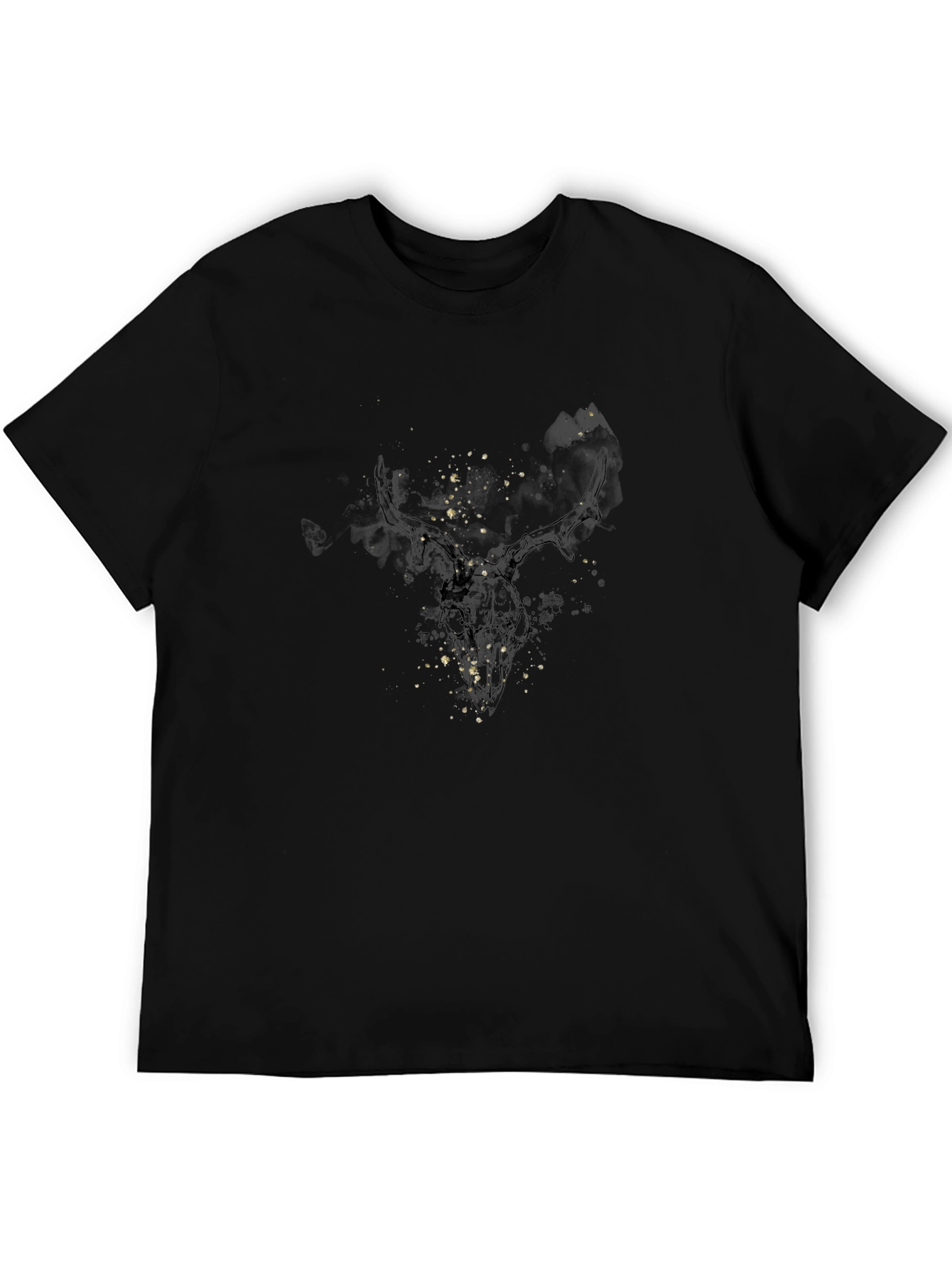 Camiseta Negra con Diseño de Cráneo Abstracto