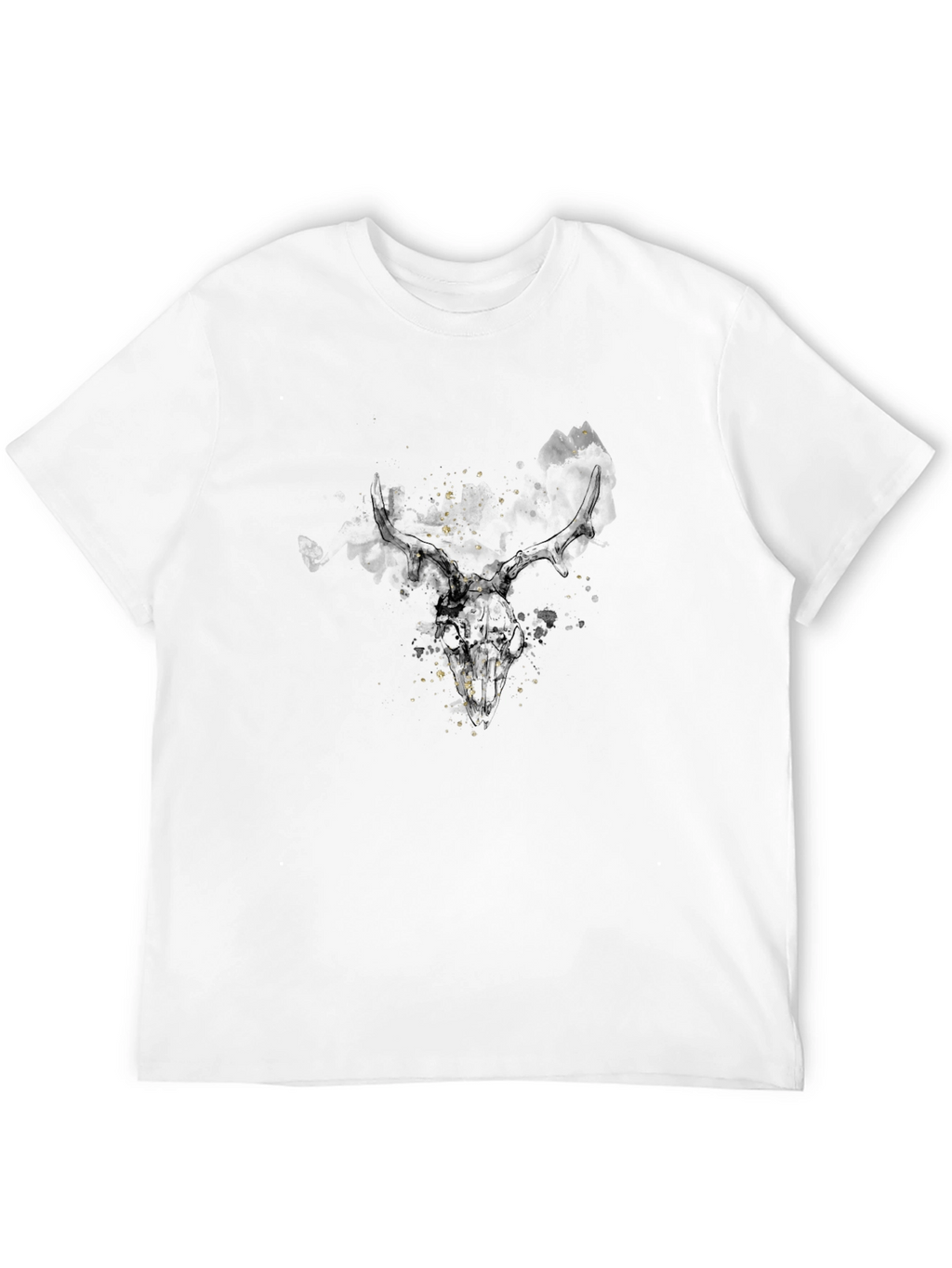 Camiseta Negra con Diseño de Cráneo Abstracto