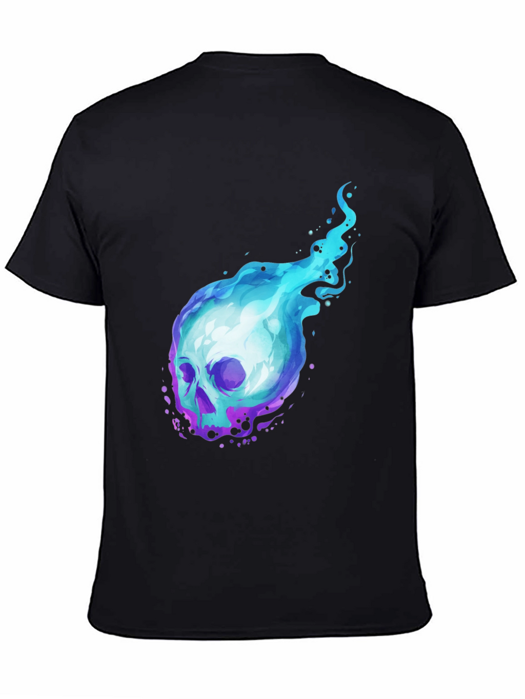 Camiseta Negra con Calavera en Llamas