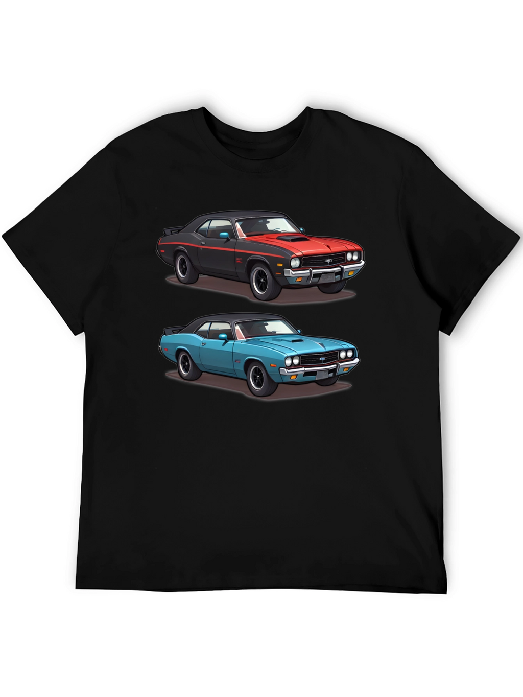 Camiseta Negra con Diseño de Coches Clásicos