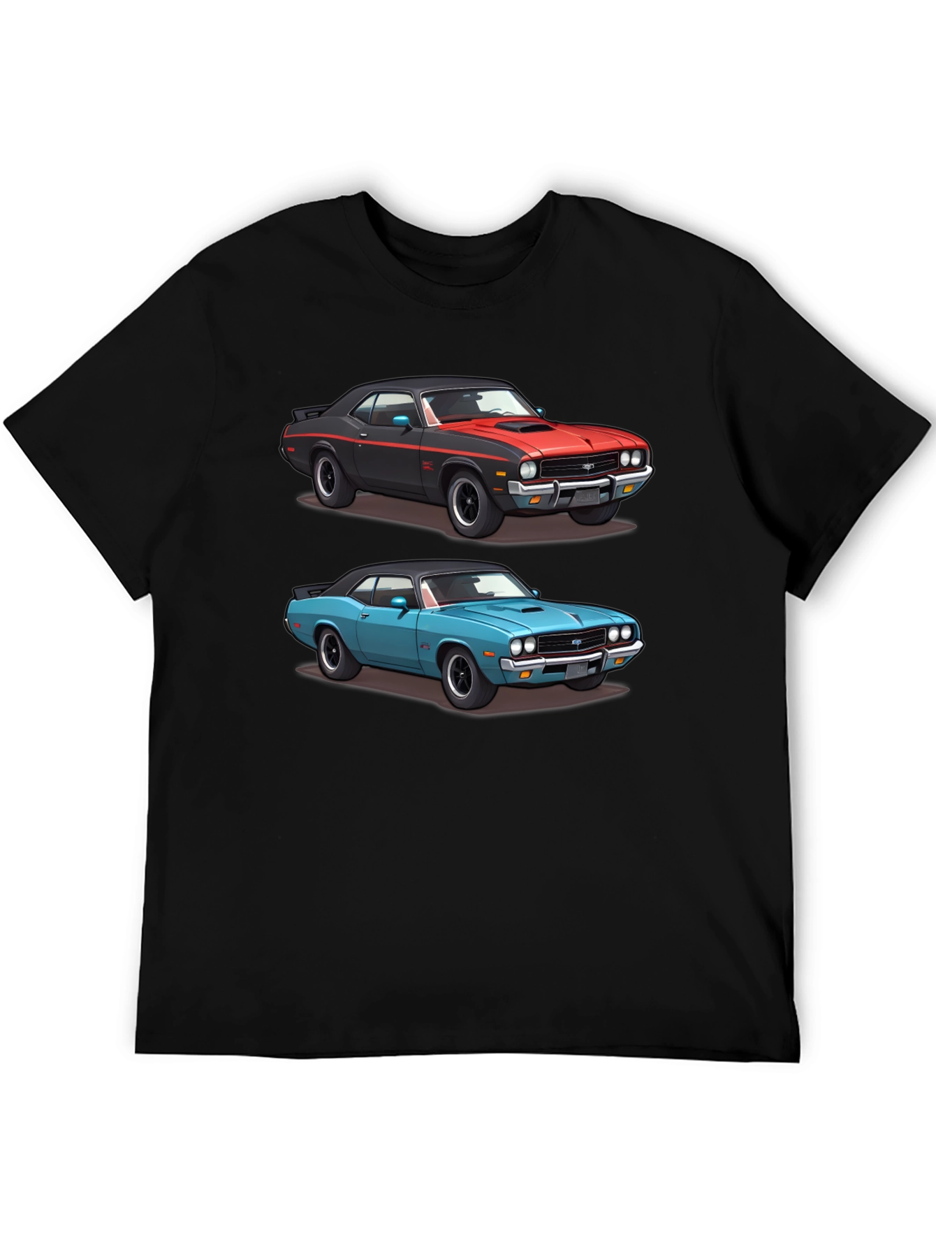 Camiseta Negra con Diseño de Coches Clásicos