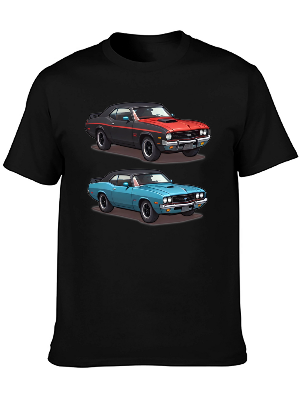 Camiseta Negra con Diseño de Coches Clásicos