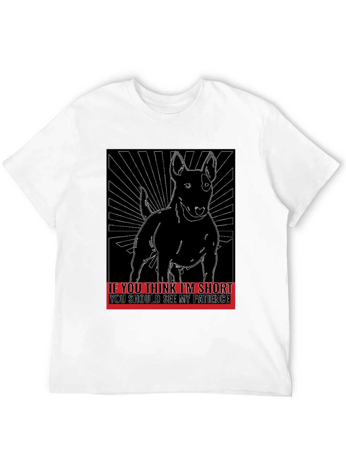 Camiseta Negra con Diseño de Bull Terrier y Frase