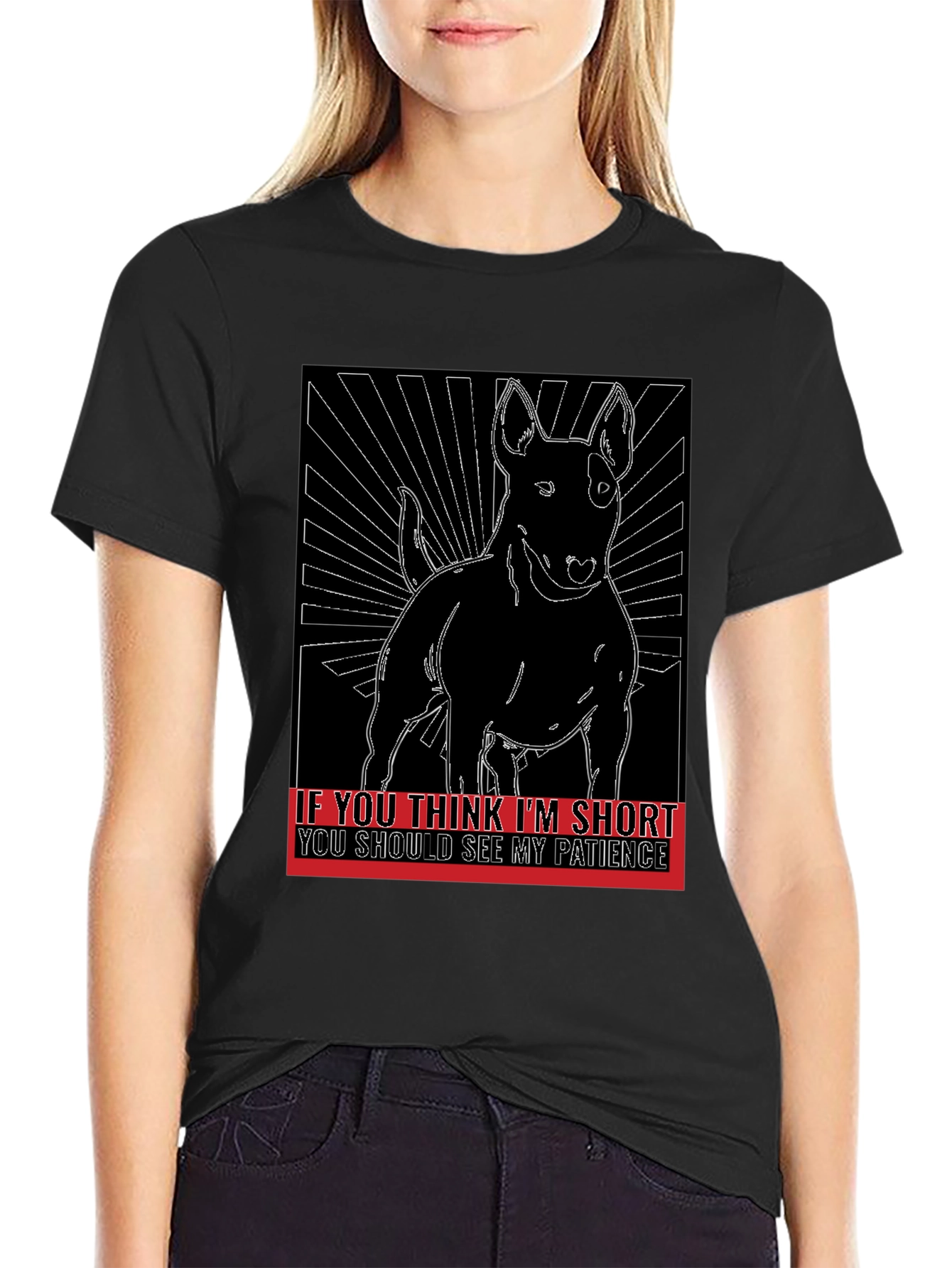 Camiseta Negra con Diseño de Bull Terrier y Frase