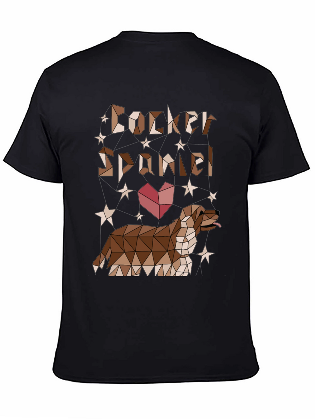 Camiseta Negra Cocker Spaniel Diseño Geométrico