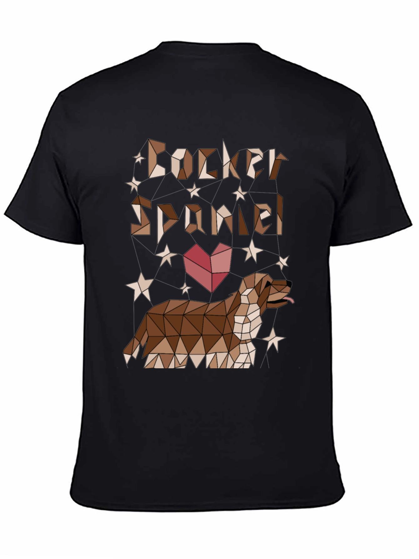 Camiseta Negra Cocker Spaniel Diseño Geométrico