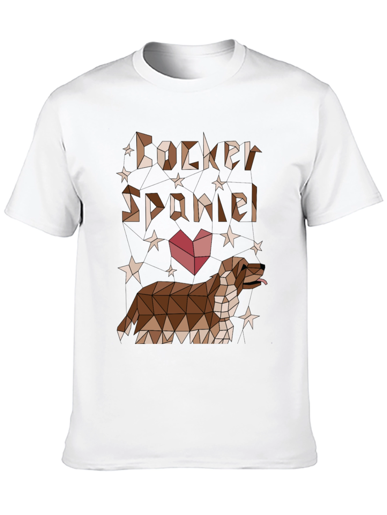 Camiseta Negra Cocker Spaniel Diseño Geométrico