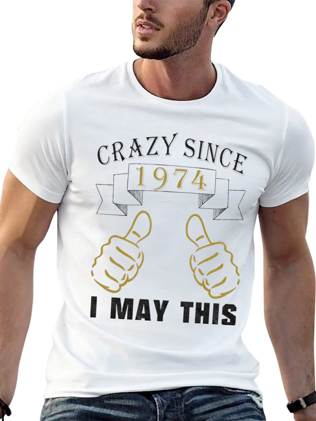 Camiseta Crazy Since 1974 - Diseño Retro