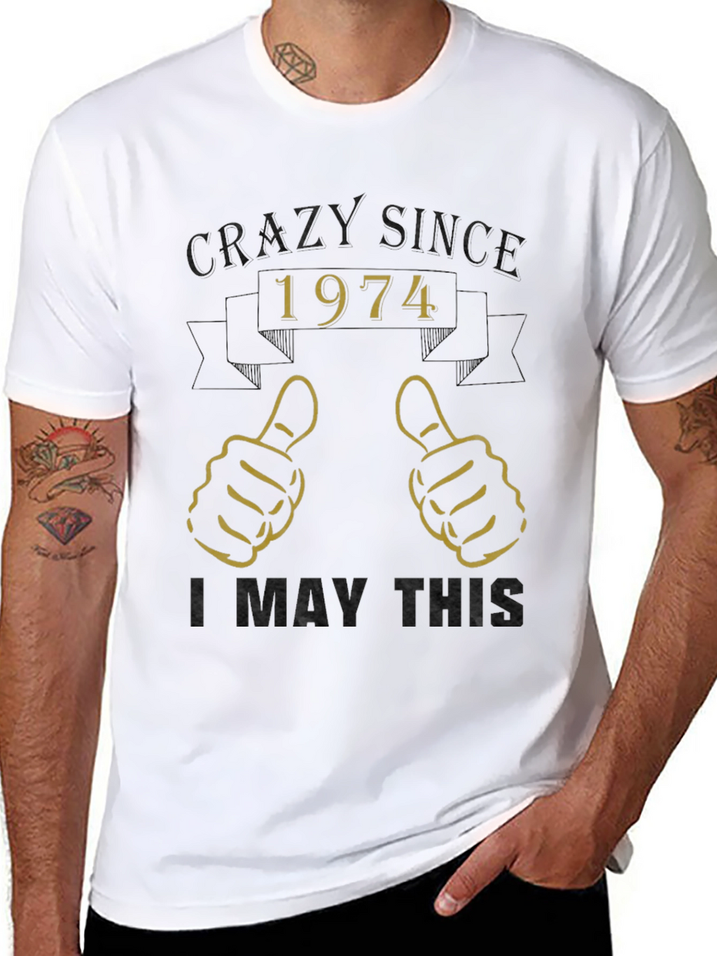 Camiseta Crazy Since 1974 - Diseño Retro
