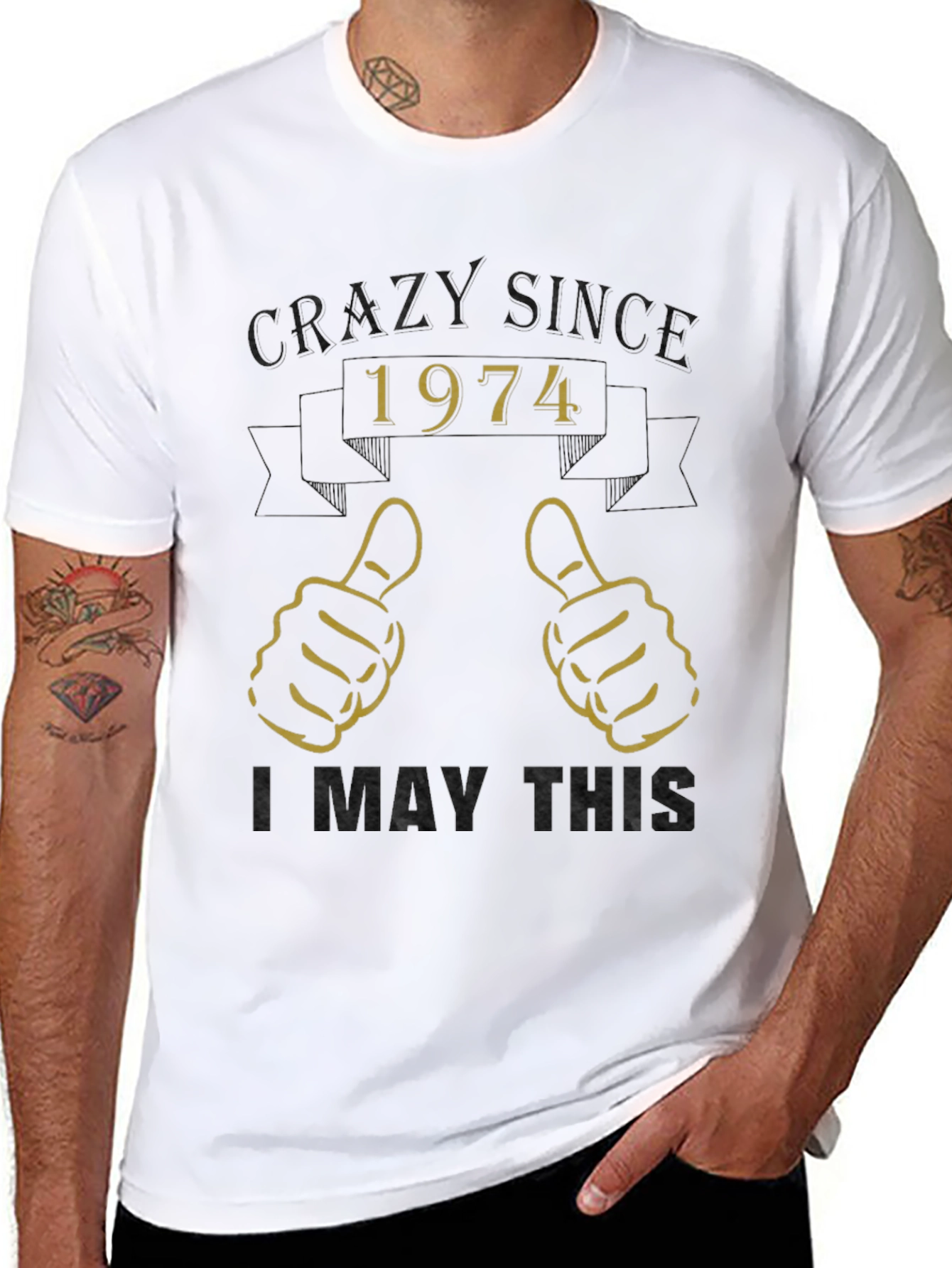 Camiseta Crazy Since 1974 - Diseño Retro