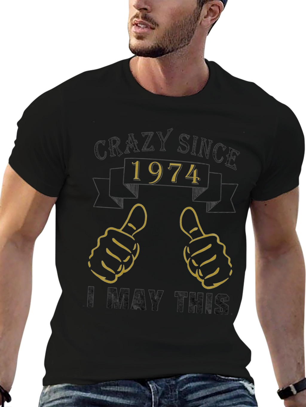 Camiseta Crazy Since 1974 - Diseño Retro