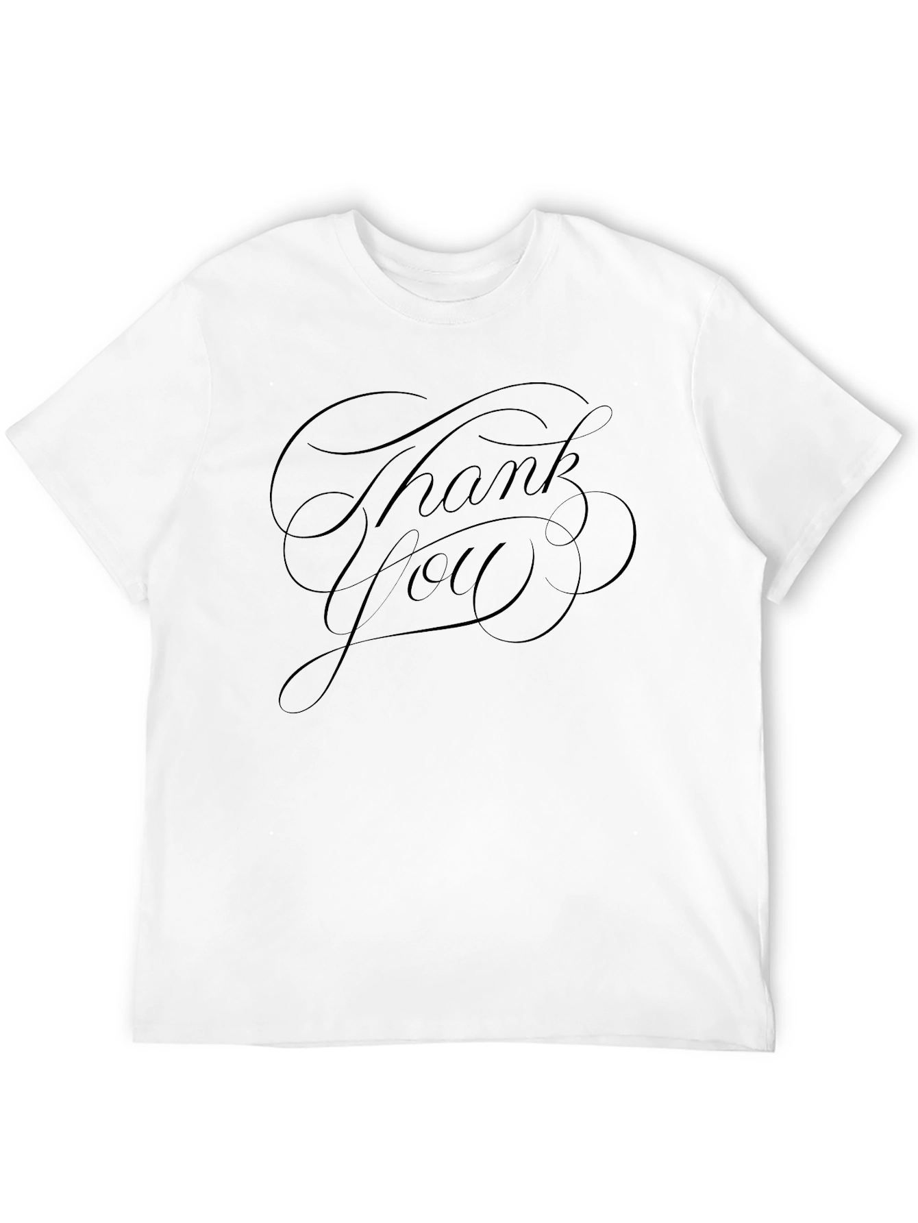 Camiseta Negra con Diseño Caligráfico Thank You