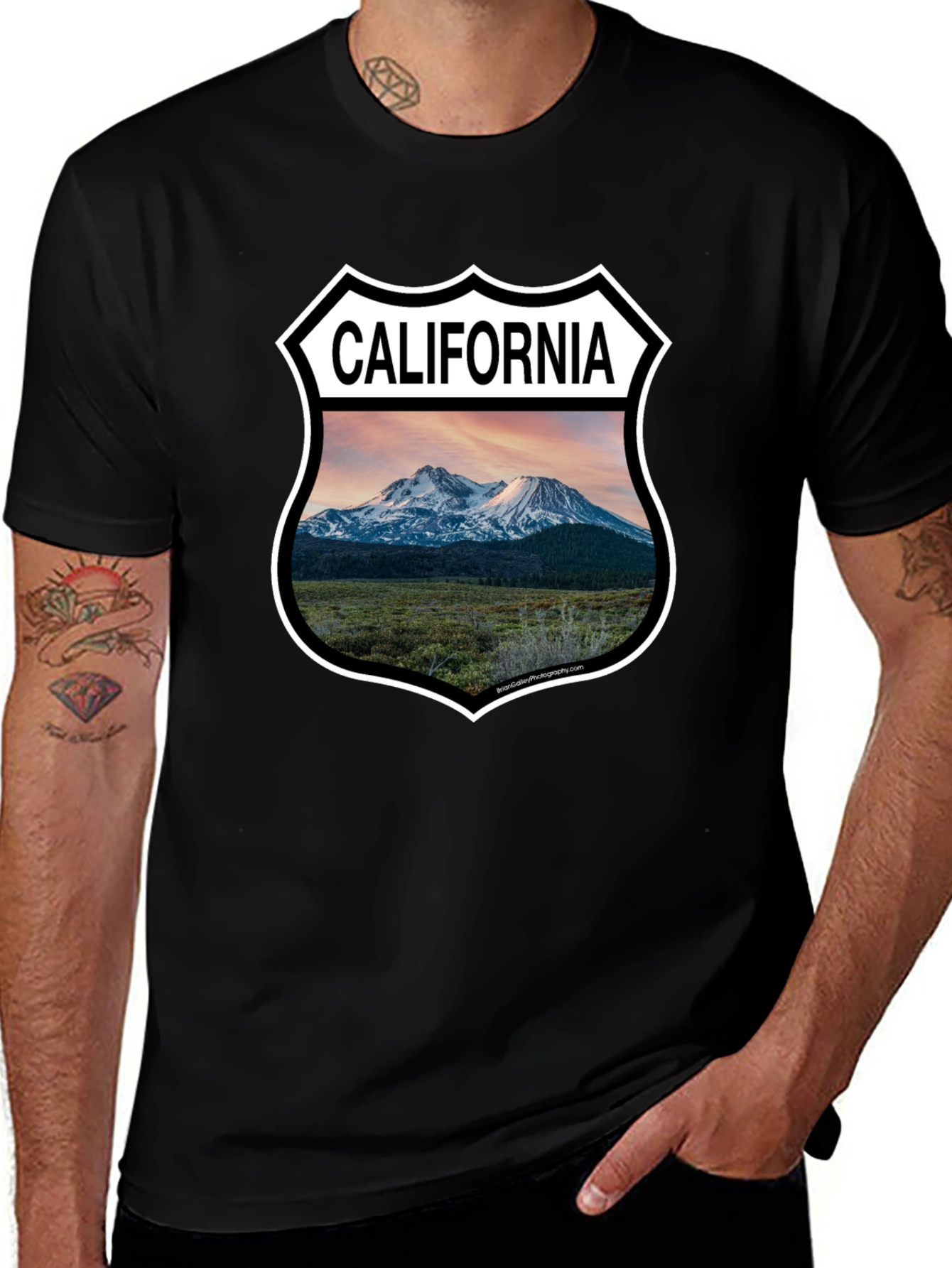Camiseta Negra California Landscape para Hombre