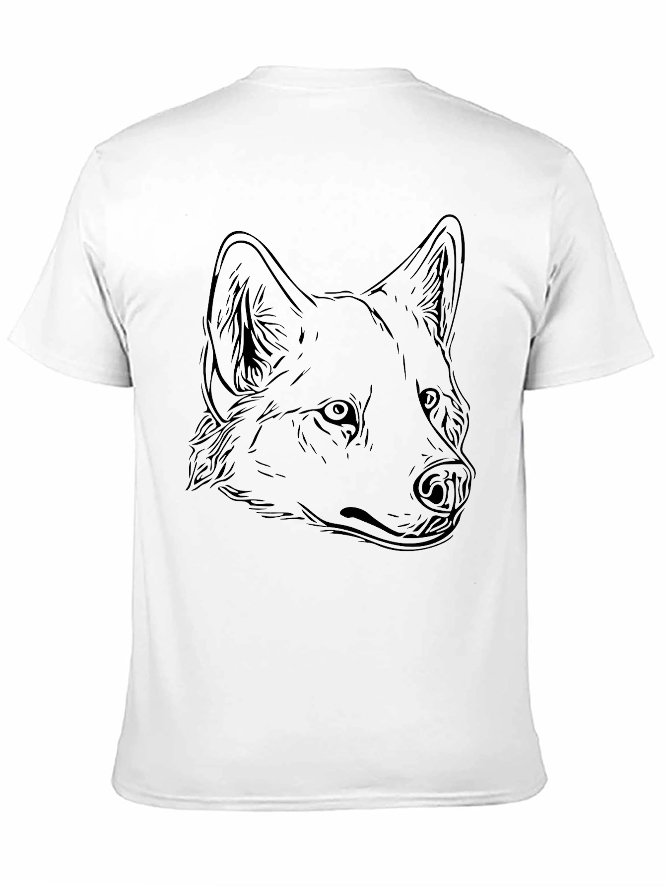 Camiseta Negra con Diseño de Cabeza de Lobo