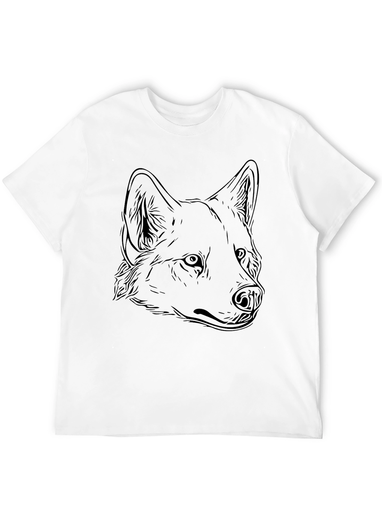 Camiseta Negra con Diseño de Cabeza de Lobo
